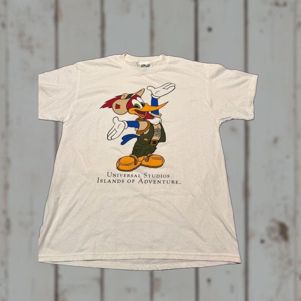 Vintage VINTAGE 90s Woody Woodpecker T-Shirt Universal Studios Islands of Adventure MENS L White Cotton Polyester Graphic Print Short Sleeve Crew Neck Size US L / EU 52-54 / 3 - 1 Thumbnail