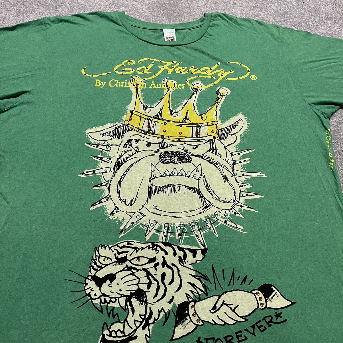 Ed Hardy Vintage Y2K Ed Hardy Bulldog Crown Forever Studded Logo Tee Size US XXL / EU 58 / 5 - 3 Thumbnail