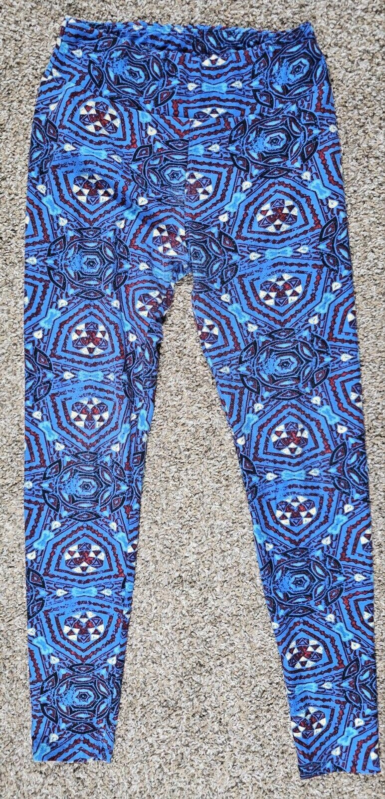 Designer Blue Lularoe Leggings SEE MEASUREMENTS Size 30" / US 8 / IT 44 - 1 Thumbnail