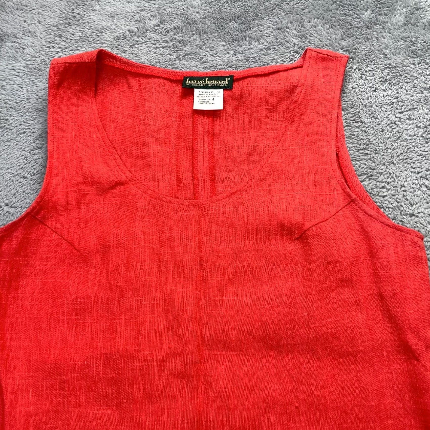 Vintage VINTAGE Harve Benard Dress Womens 4 Red Shift Linen Sleeveless Round Neck Back Slit City Retro Size S / US 4 / IT 40 - 4 Thumbnail