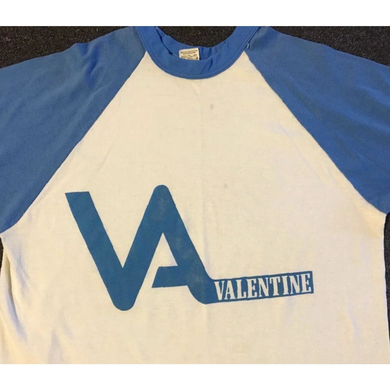 Valentino VINTAGE Russell Athletic Raglan Shirt L 3/4 Sleeve White/Blue Mens 70s 80s Grunge Punk Biker Track Retro 90s Fashion Destroyed Trucker USA Size US L / EU 52-54 / 3 - 6 Thumbnail