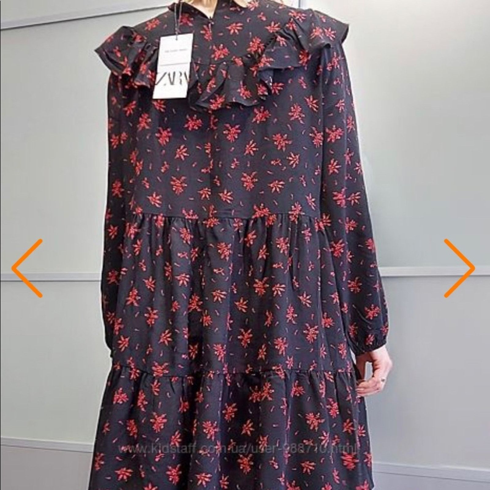 Zara Zara black ruffle mini dress with red floral print sz Small Size S / US 4 / IT 40 - 9 Thumbnail