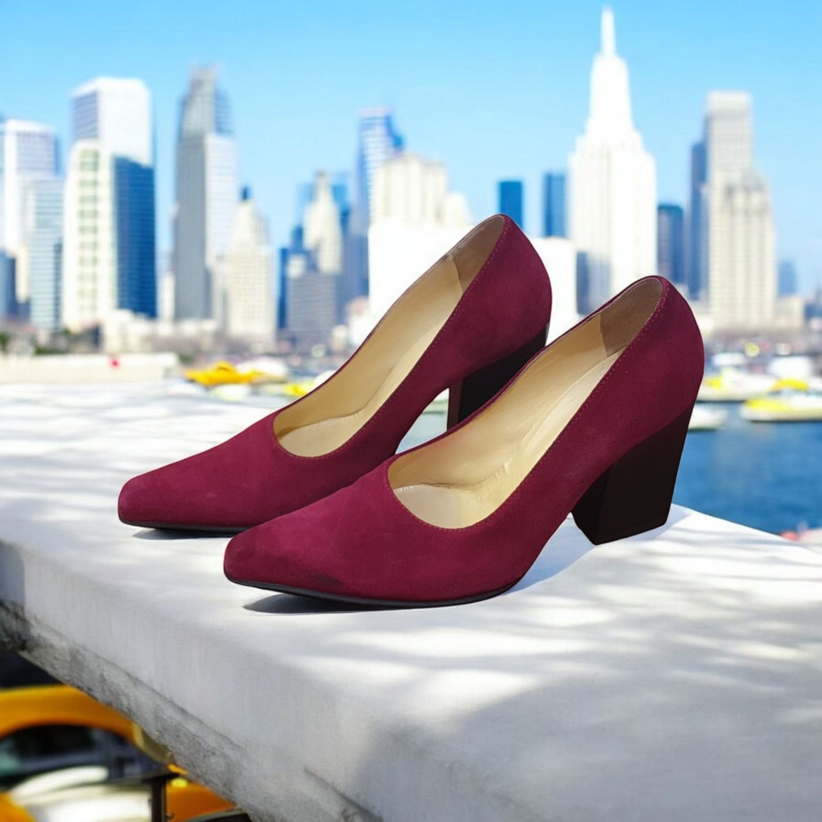 Miu Miu MIU MIU vintage suede wood block heels - EU 37.5 / 7 US Size US 7 / IT 37 - 12 Thumbnail