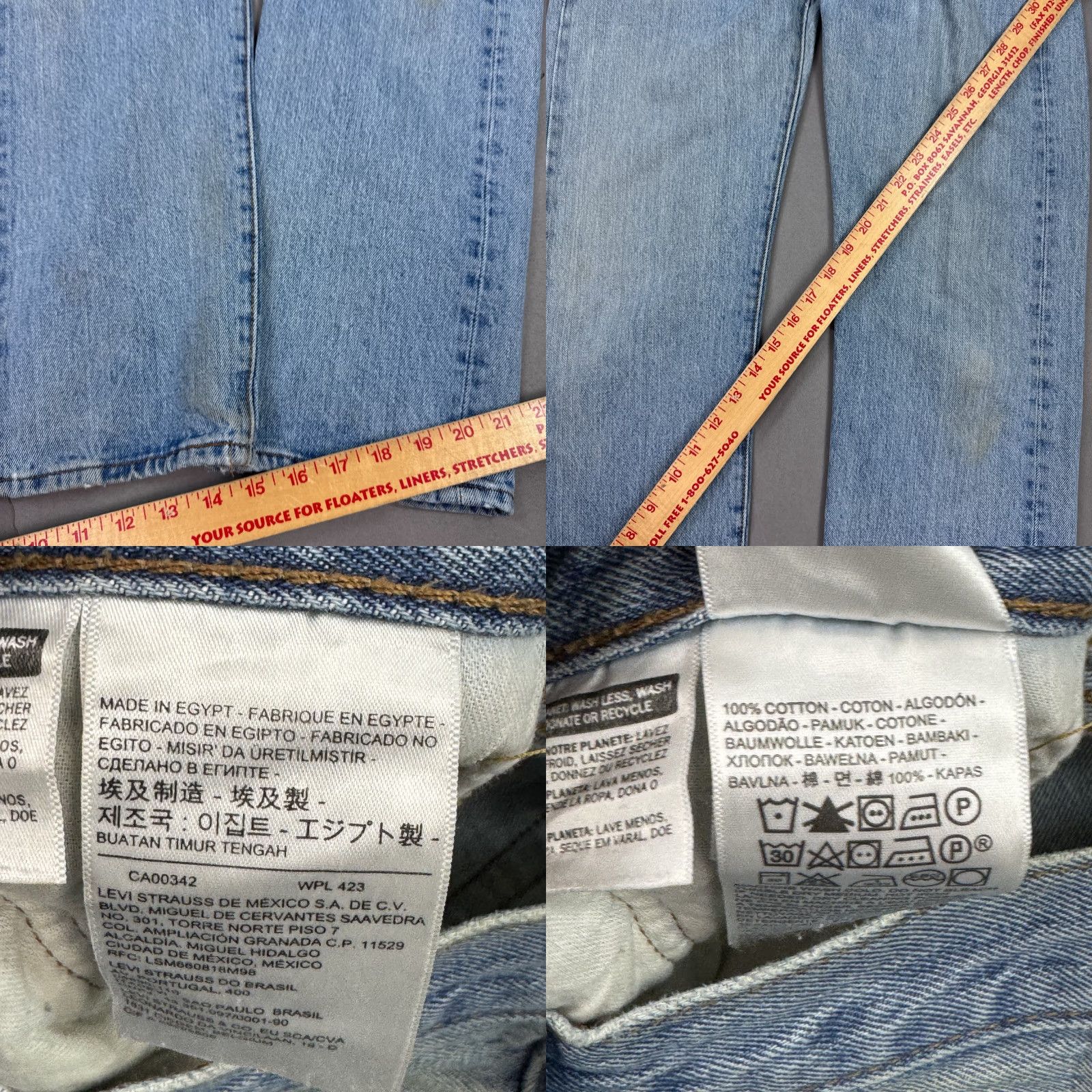 Levi's Levis 501 Jeans Mens 32x32 Blue Button Fly Denim Pant Work Distressed (Tag30x32) Size US 30 / EU 46 - 8 Thumbnail