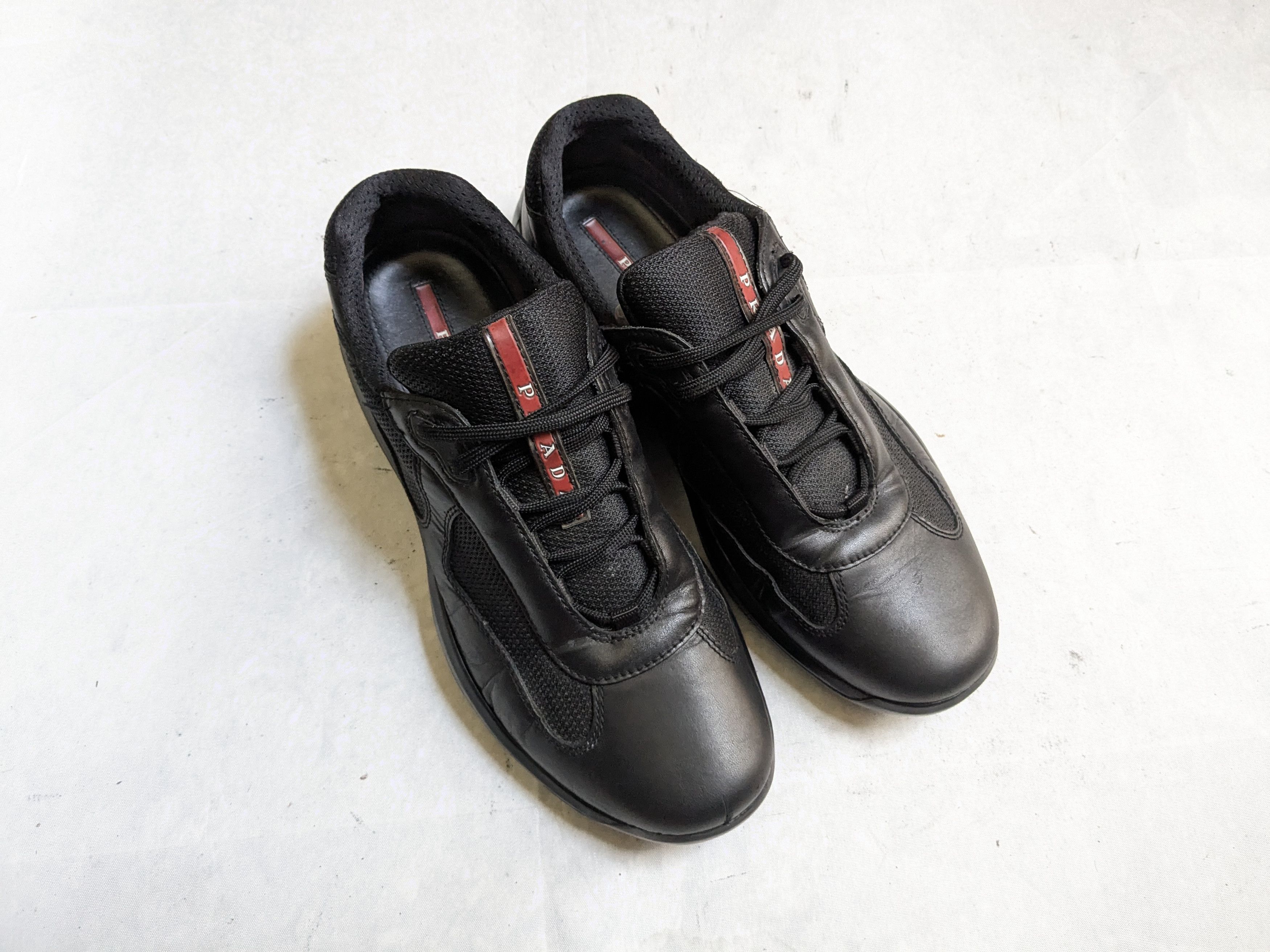 Prada Prada America's Cup Sneakers Black 9 Low Tops Leather Red Size US 9 / EU 42 - 2 Thumbnail