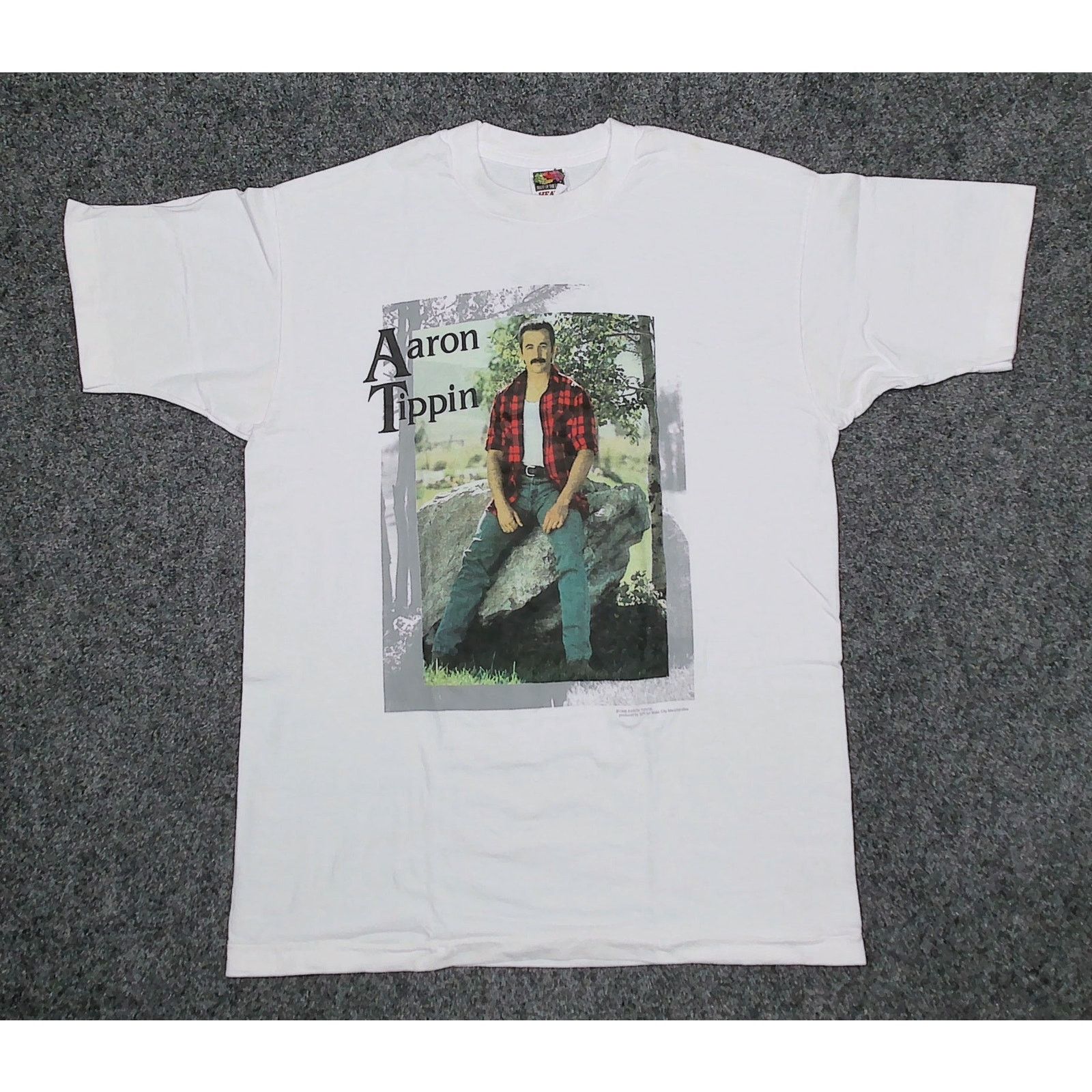 Fruit Of The Loom Vintage FOTL 1996 Aaron Tippin Single Stitch Band Tee Size US L / EU 52-54 / 3 - 3 Thumbnail