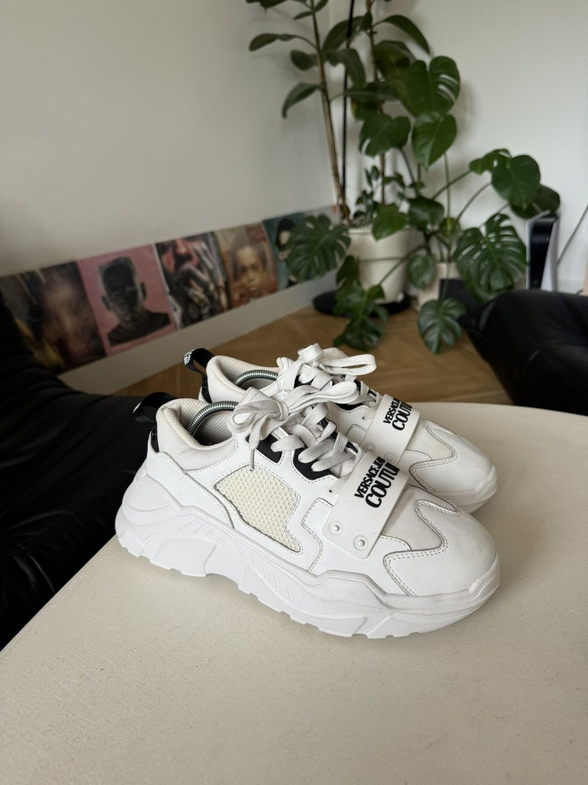 VERSACE JEANS COUTURE White Speedtrack Logo Sneakers Luxury