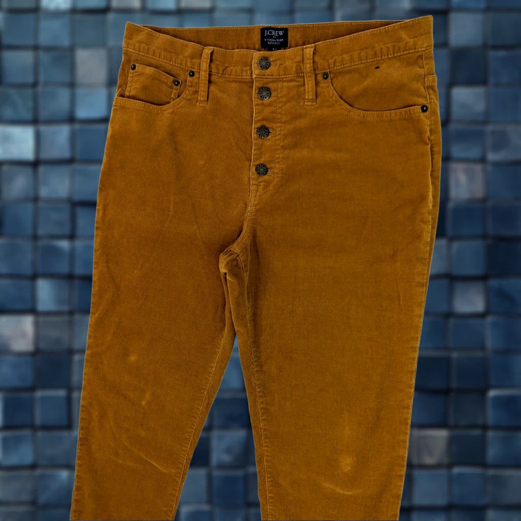 J.Crew J.CREW 9" High-Rise Skinny Pants Womens 33 Honey Mustard Corduroy Button Front Closure Shoes? Size 24" / US 00 / IT 34 - 1 Thumbnail