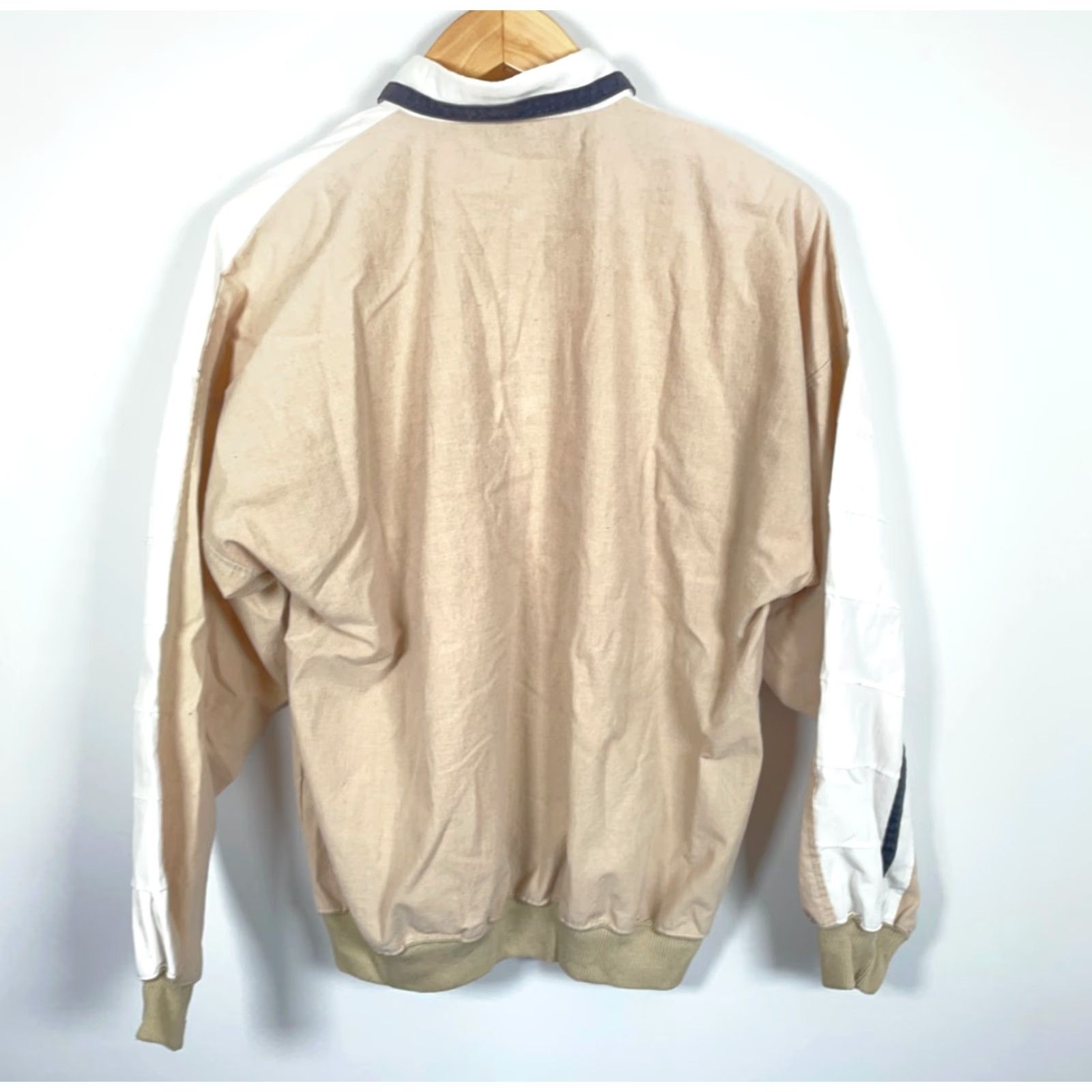 Vintage VINTAGE Alexxus Polo Shirt Long Sleeve Beig e White 80s 90s Dad Hipster Retro - Men Large Casual Polo Shirt Womens? Size US L / EU 52-54 / 3 - 2 Thumbnail