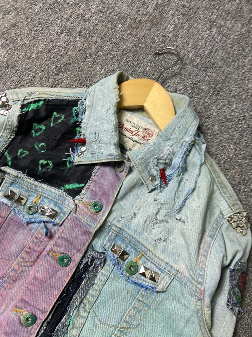 Japanese Brand Uniqlo Customized Distressed Denim Jacket (180) Size S / US 4 / IT 40 - 12 Thumbnail
