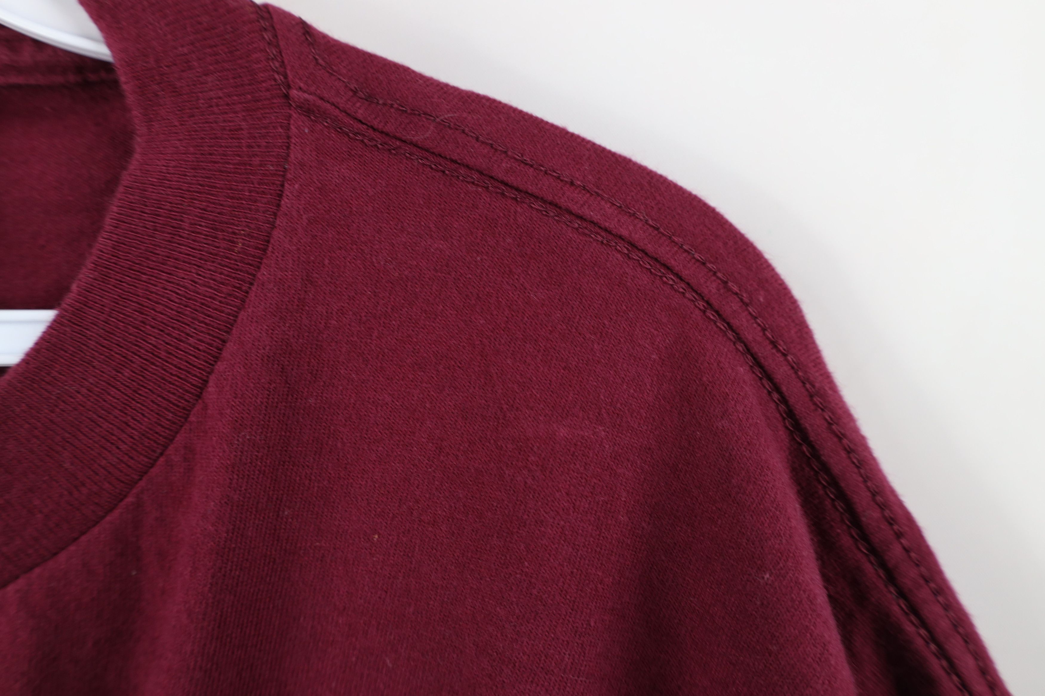 Vintage Vintage 90s Streetwear Heavyweight Cotton T-Shirt Burgundy Size US XL / EU 56 / 4 - 6 Thumbnail