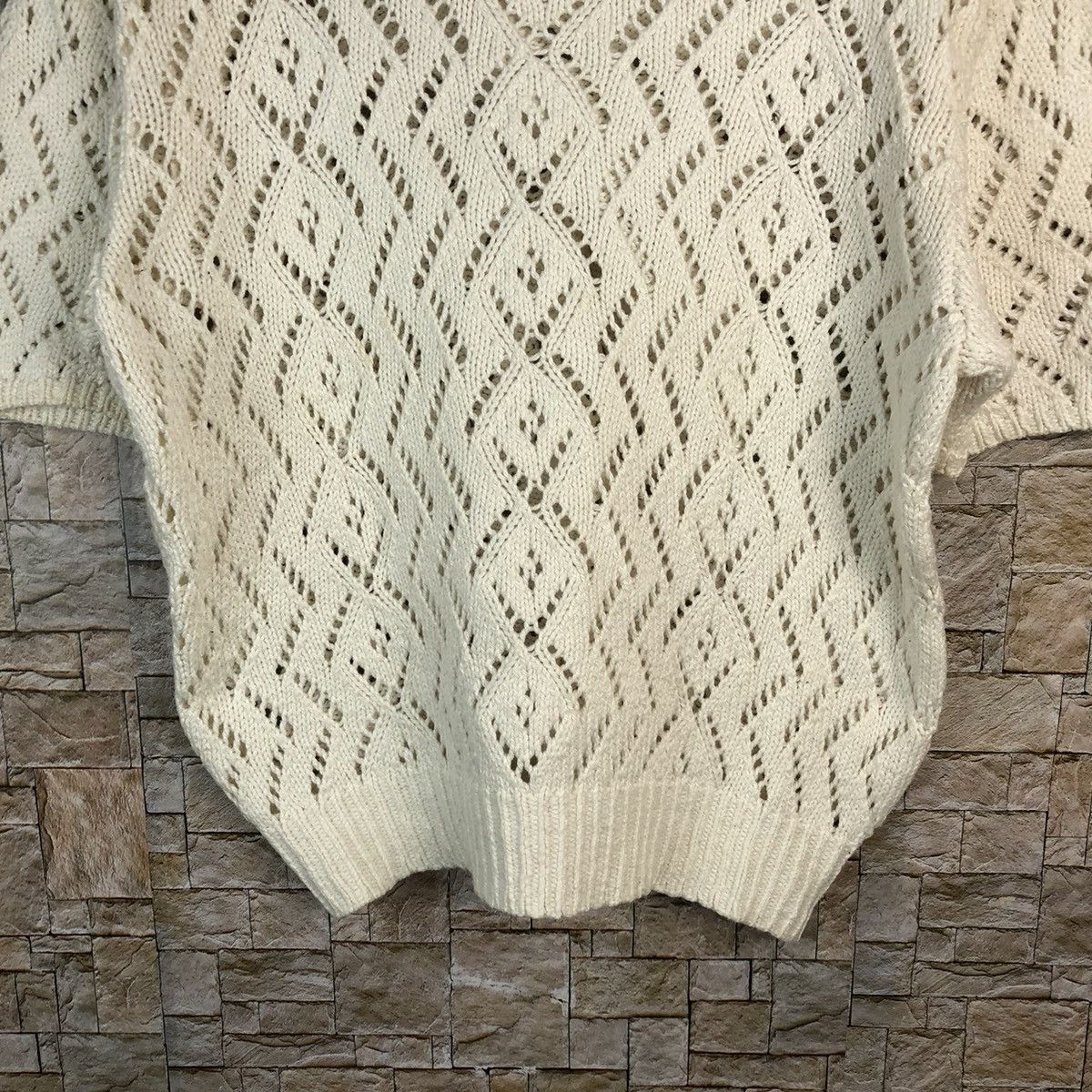 Japanese Brand × Vintage Japanese Brand White crochet mesh net Knitwear #A857 Size S / US 4 / IT 40 - 6 Thumbnail