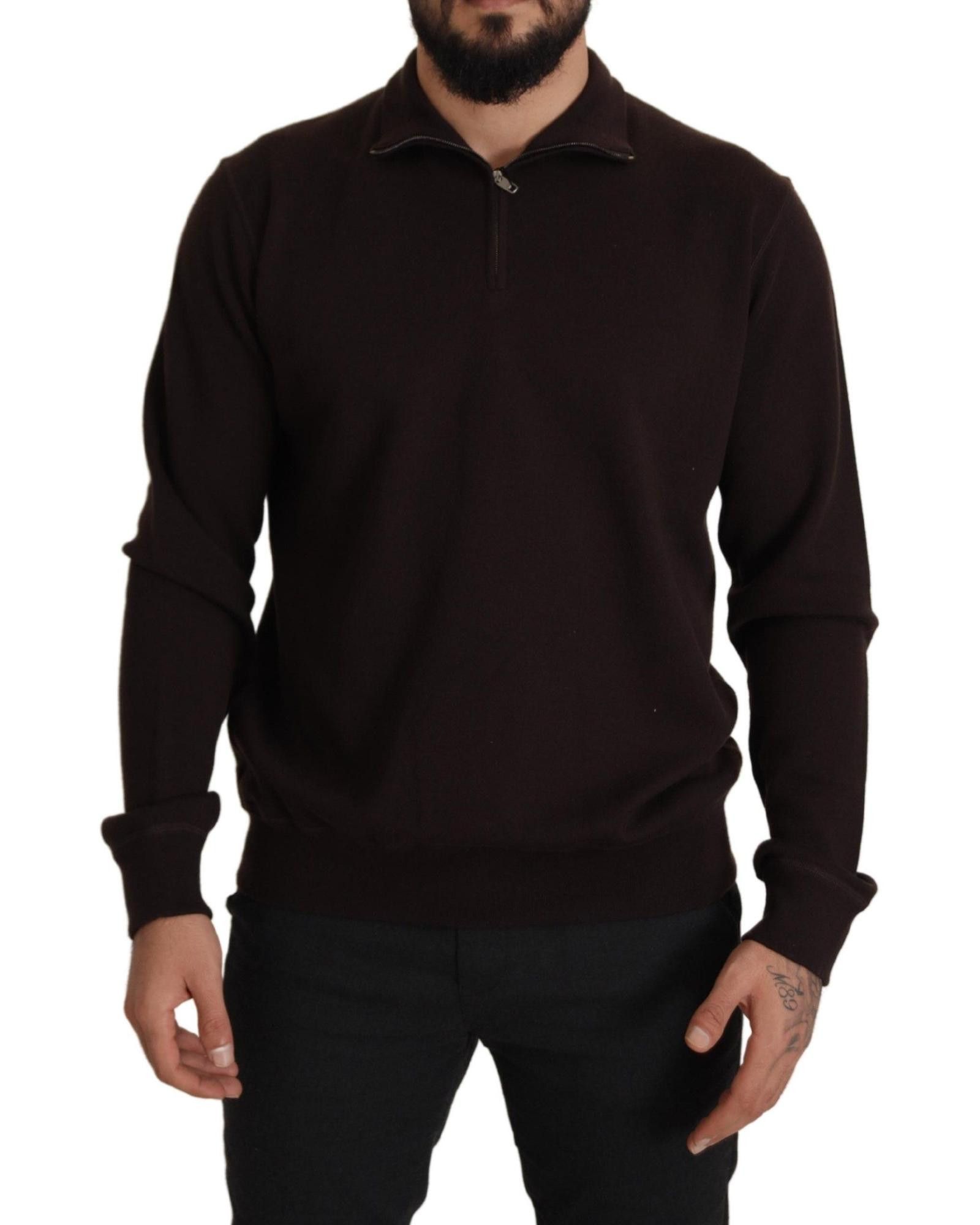 image of Dolce Gabbana Stunning Cashmere Collared Pullover Sweater in Brown, Men's (Size XL)