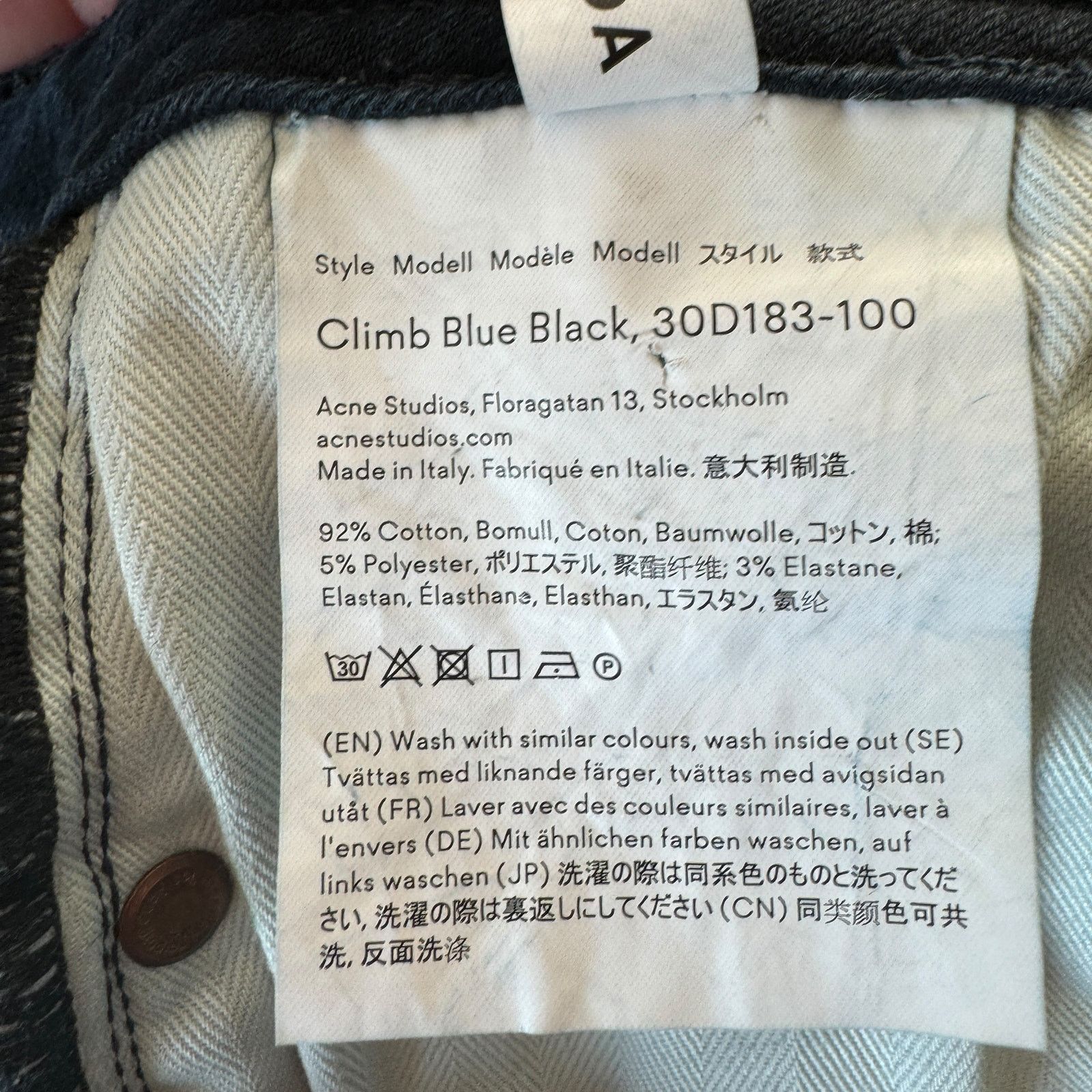 Acne Studios ACNE Studios Climb Skinny Fit Jean Blue Black Size 30" / US 8 / IT 44 - 7 Thumbnail