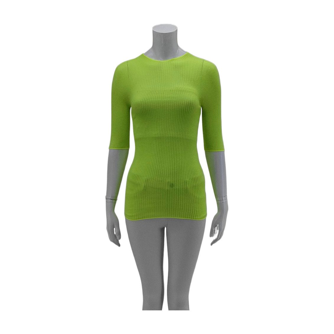 Balenciaga BALENCIAGA Neon Green Cashmere Short Sleeve Sweater Size 34 Size XS / US 0-2 / IT 36-38 - 1 Thumbnail