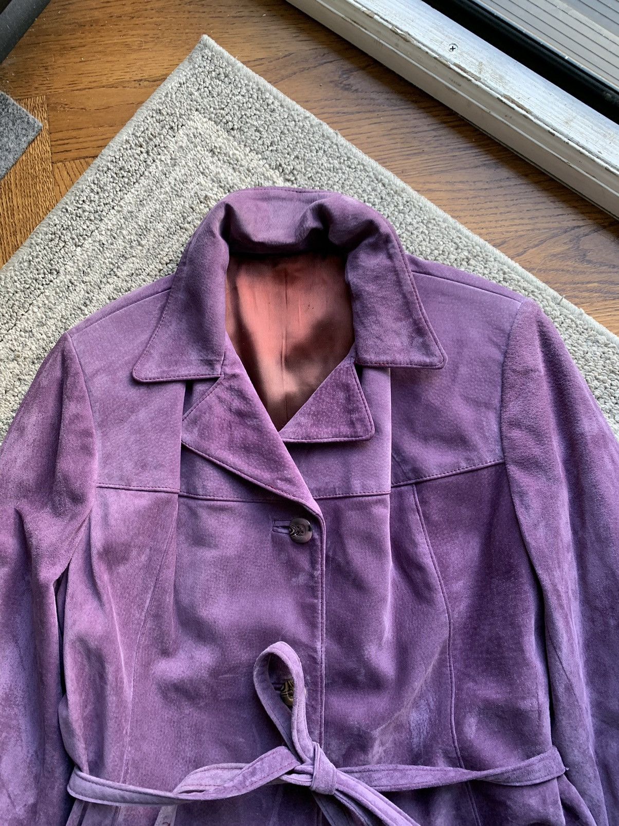 Danier × Other × Vintage Vintage Purple Suede Blazer 80s Leather Coat Belted Petite Size US S / EU 44-46 / 1 - 5 Thumbnail