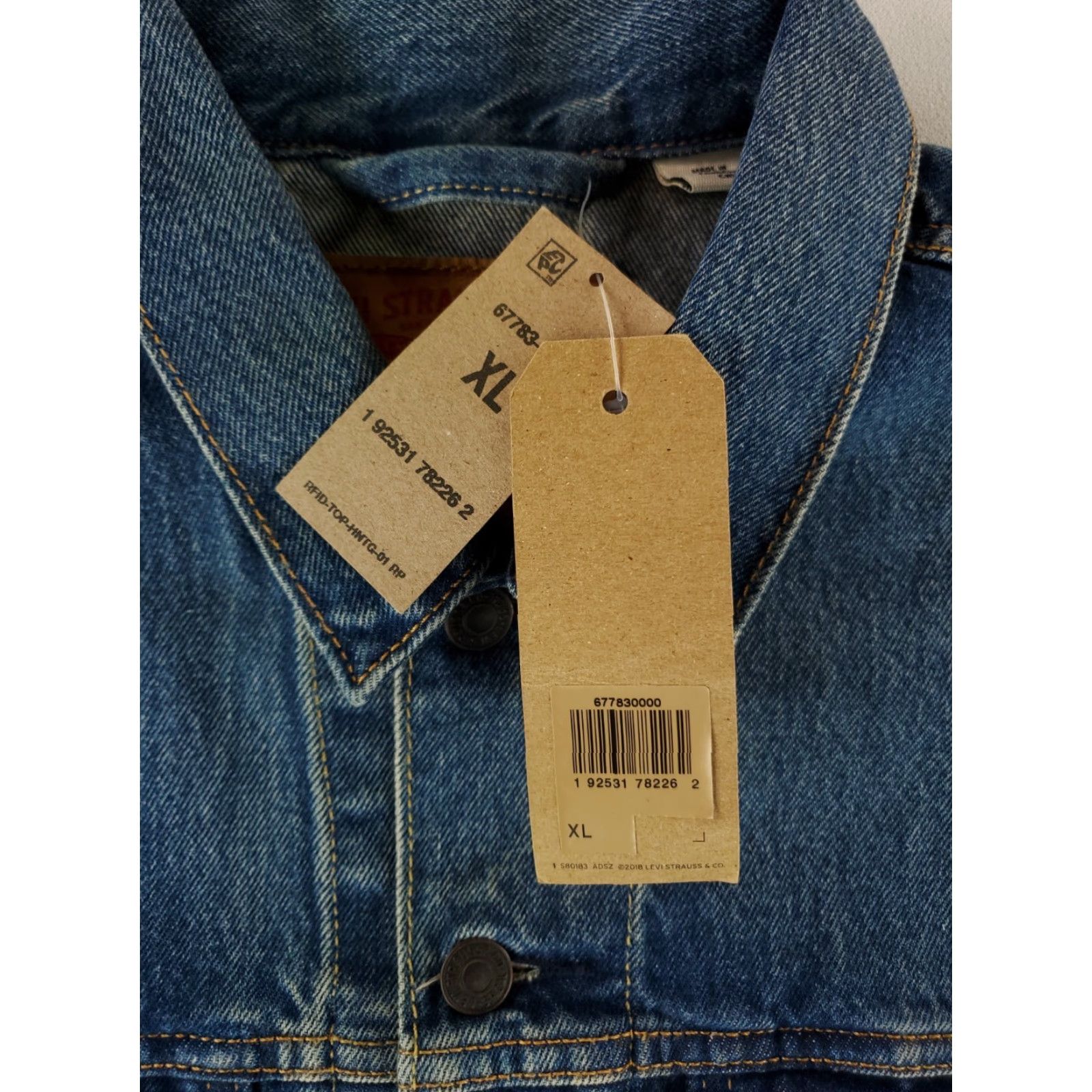 Levi's Levi's Jacket Type III Trucker Blue Red Striped Bolt Long Sleeve Mens XL NWT Size US XL / EU 56 / 4 - 2 Thumbnail