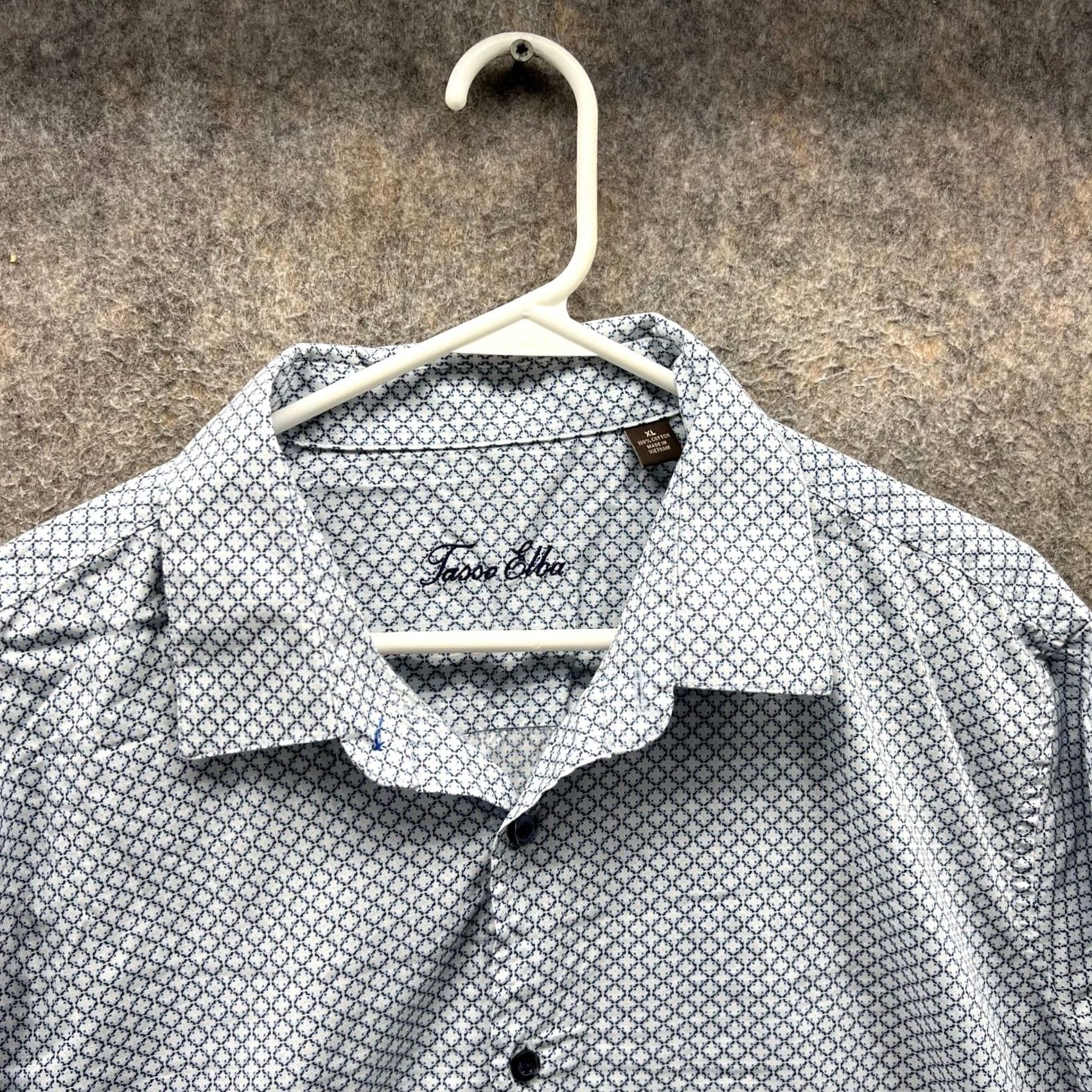 Tasso Elba Tasso Elba Shirt Men XL Blue White Button-Down Long Sleeve Oxford Patterned Dots Argyle Diamond Conversation official Mens XL Blue Oxford Shirt Size US XL / EU 56 / 4 - 7 Thumbnail