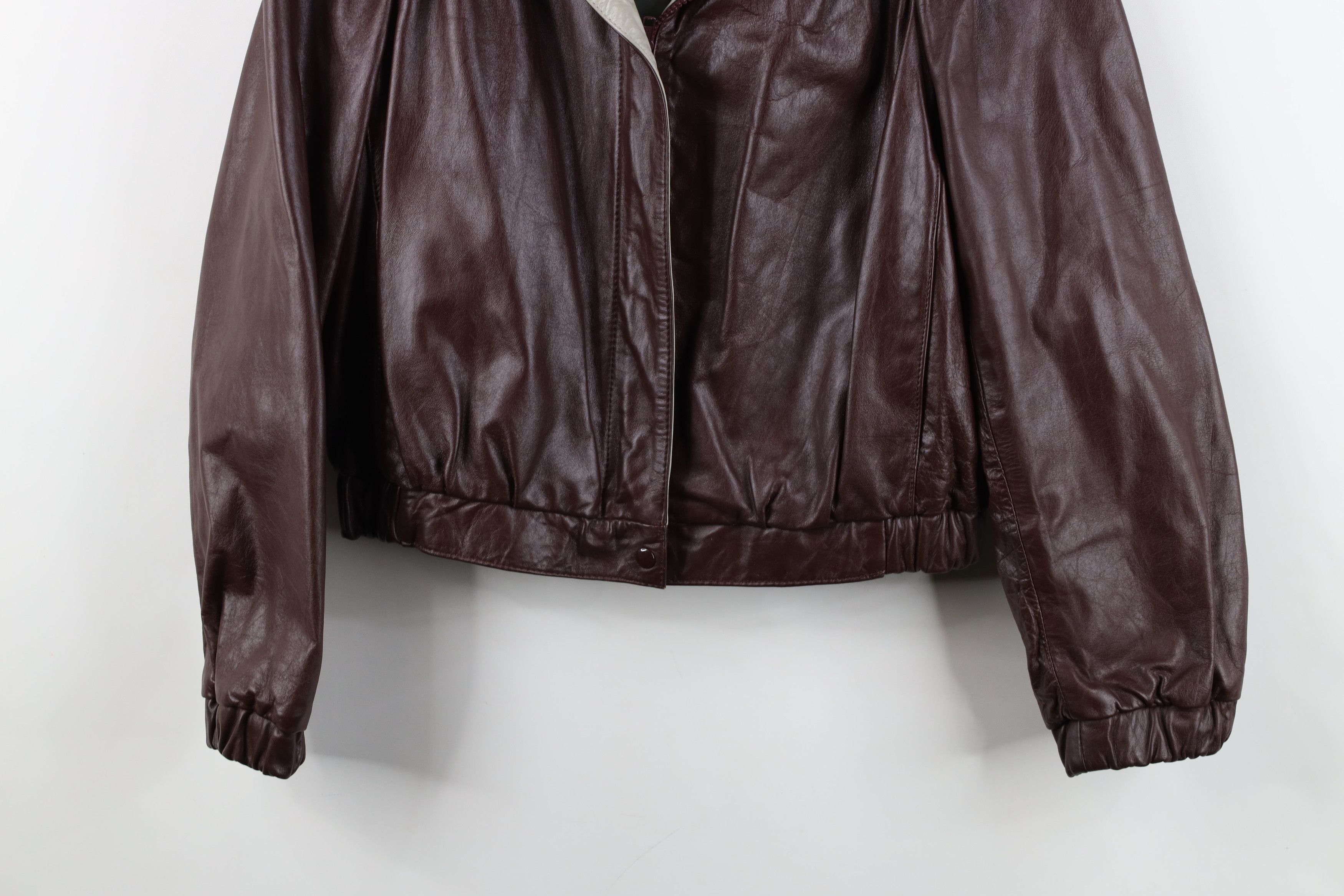 Vintage Vintage 80s 90s Streetwear Leather Bomber Jacket Oxblood Red Size M / US 6-8 / IT 42-44 - 3 Thumbnail