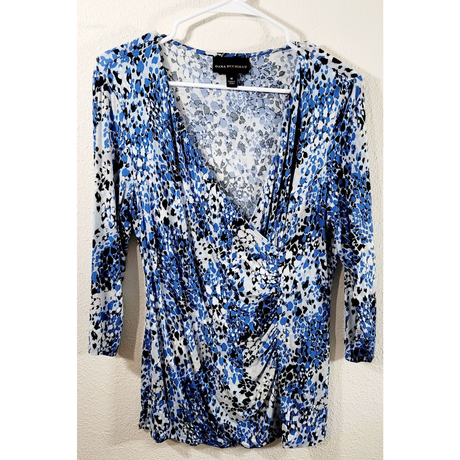 Other Dana Buchman Blue White Abstract Ruched Crisscross Top M Size M / US 6-8 / IT 42-44 - 7 Thumbnail