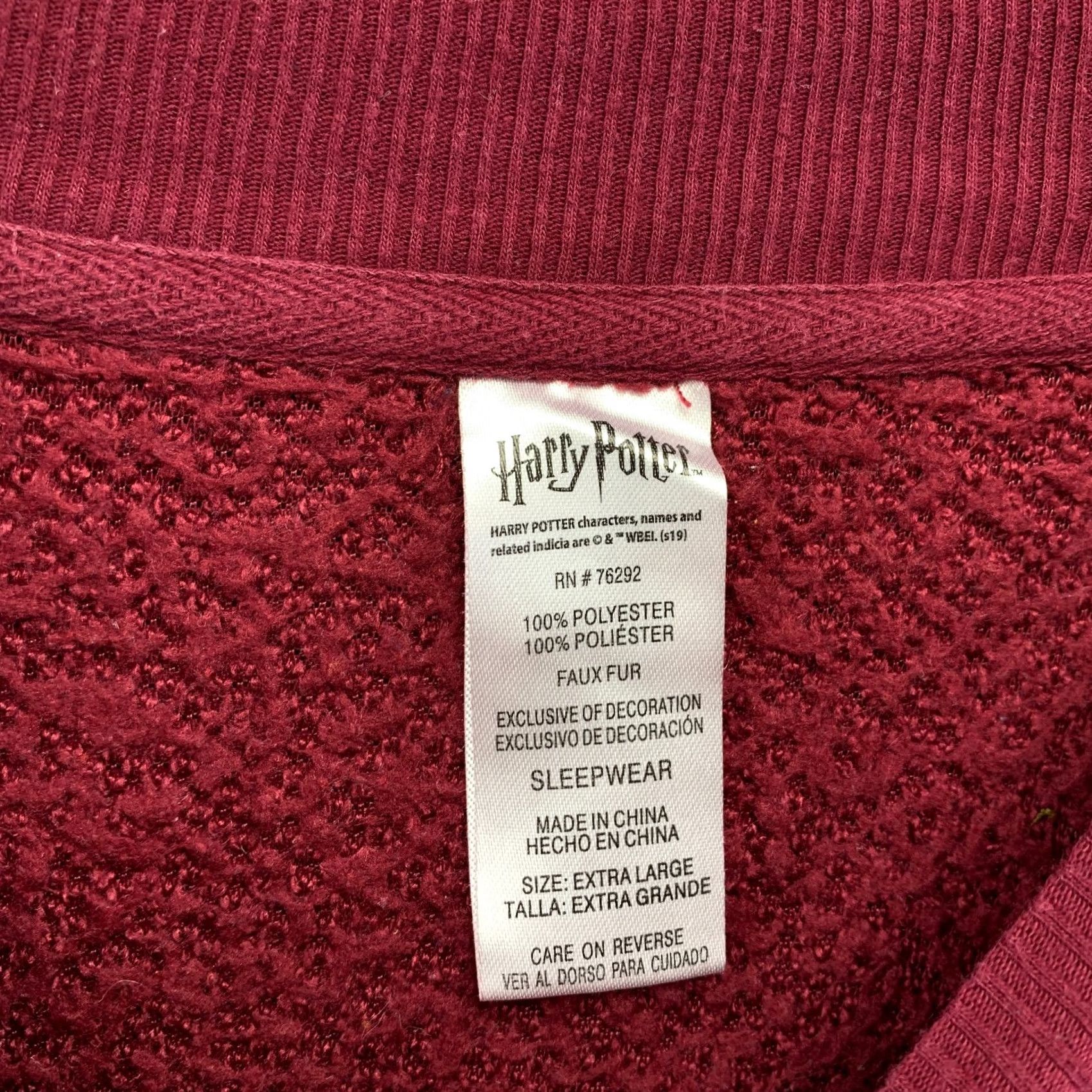 Vintage Harry Potter Shirt Womens XL Red Hogwarts Sherpa Sleepwear Sweatshirt Maroon 5x23 Size XL / US 12-14 / IT 48-50 - 7 Thumbnail