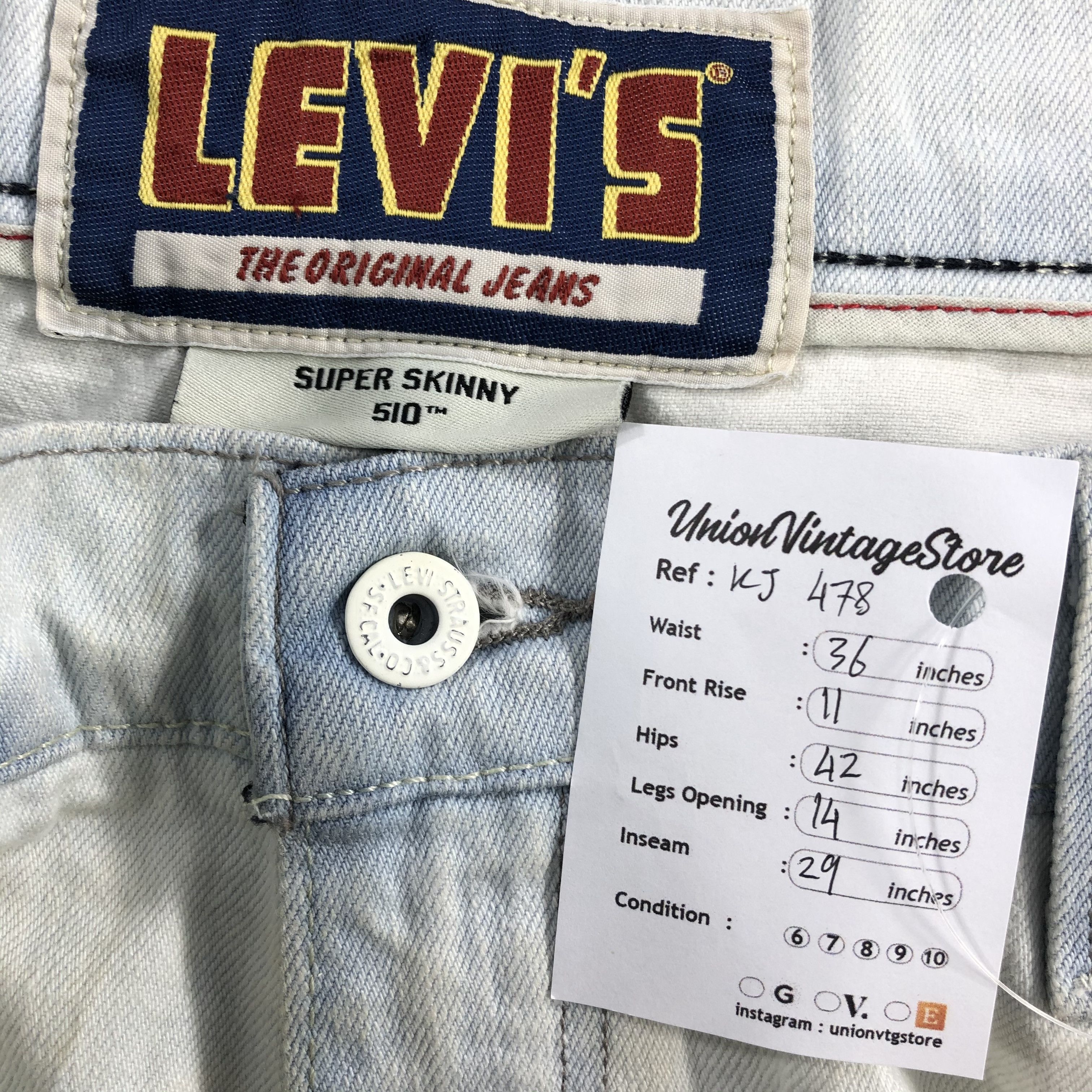 Levi's Vintage Levis 510 Jeans Skinny Denim KJ478 Size US 36 / EU 52 - 11 Thumbnail