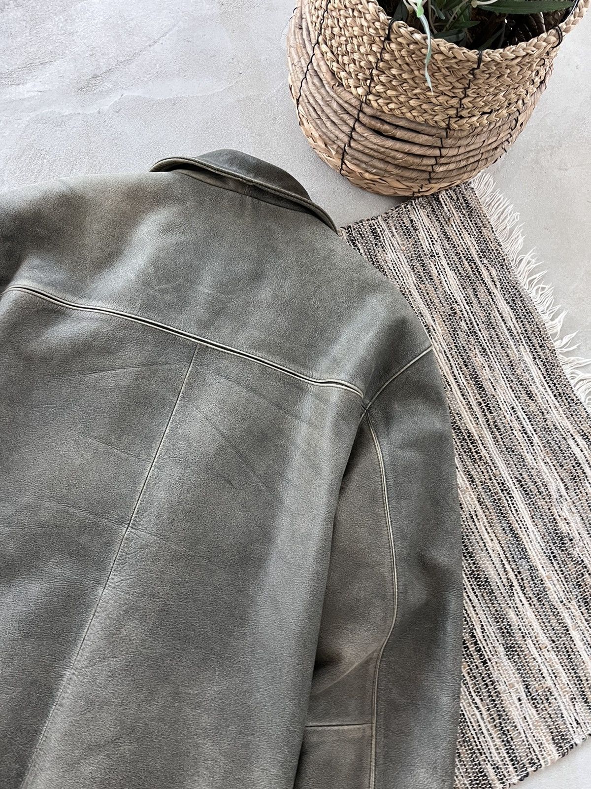 Genuine Leather Vintage Green-Grey Leather Coach Bomber Jacket Avantgarde Size XL / US 12-14 / IT 48-50 - 14 Thumbnail