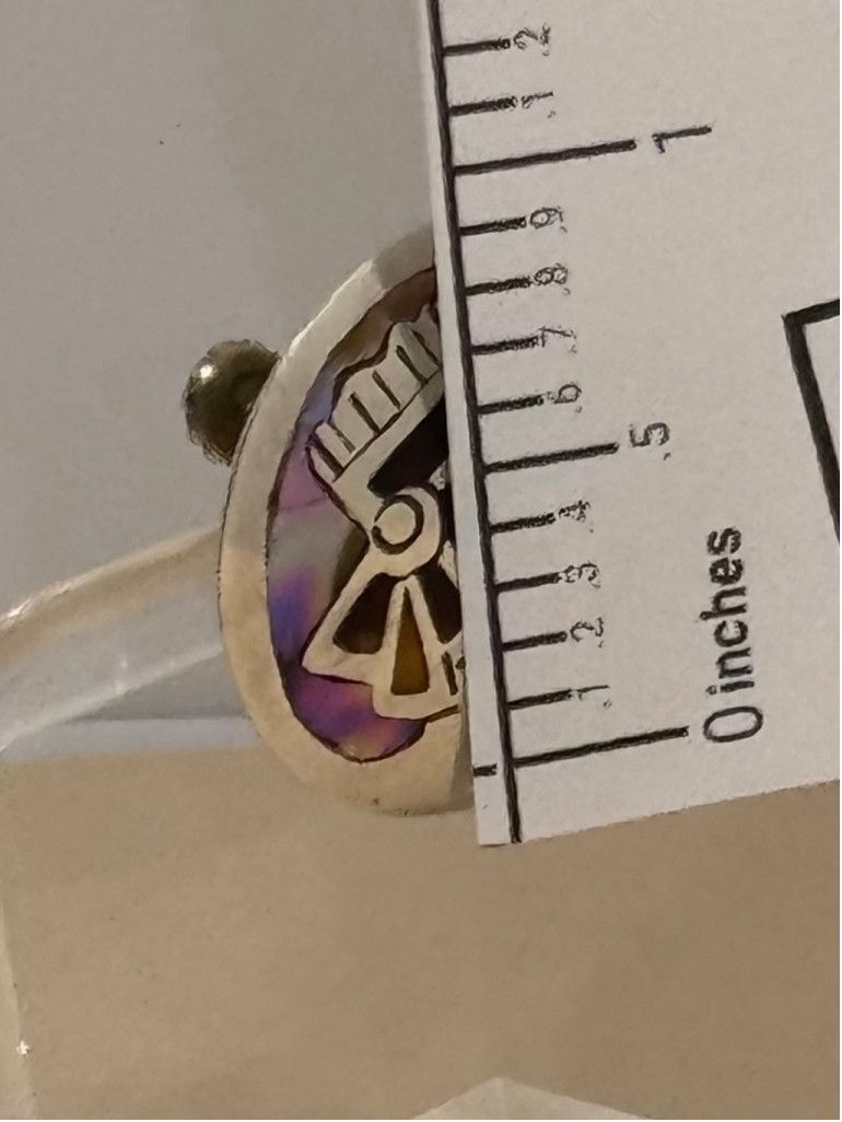 Other Vintage Mexican Sterling Silver & Abalone Aztec Earrings Size ONE SIZE - 3 Thumbnail
