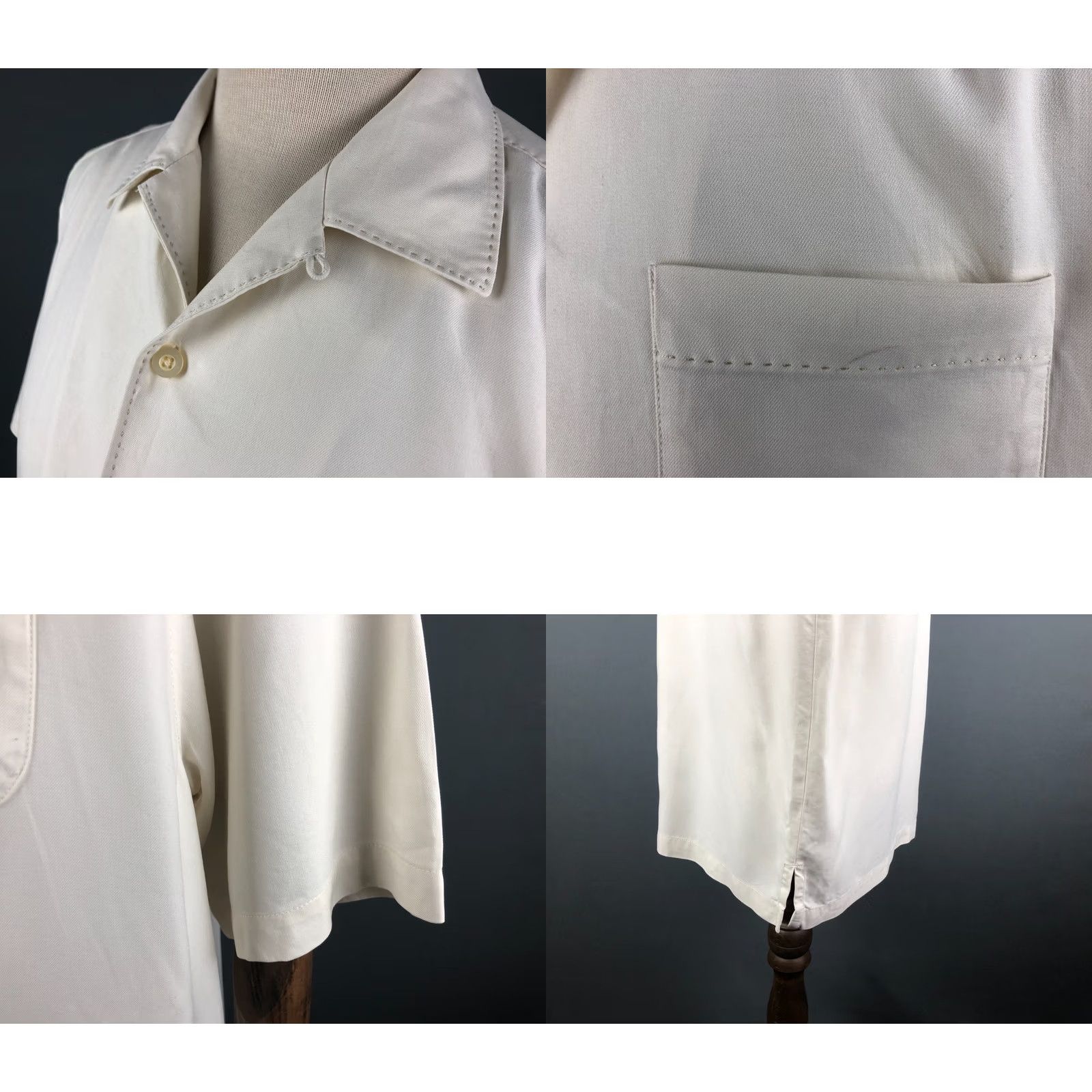 Tommy Bahama Tommy Bahama Shirt Mens M Ivory Silk Short Sleeve Button-Up Camp Collar Pocket Casual Regular Fit Size US M / EU 48-50 / 2 - 8 Thumbnail