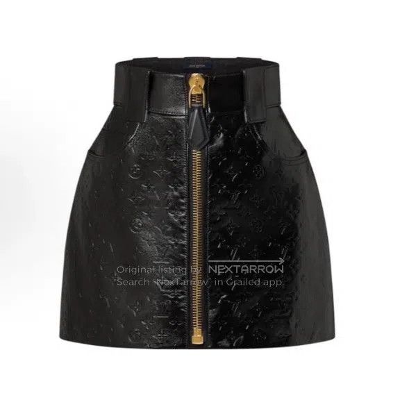 Louis Vuitton Louis Vuitton Full print dark print leather skirt Size 37" - 4 Thumbnail
