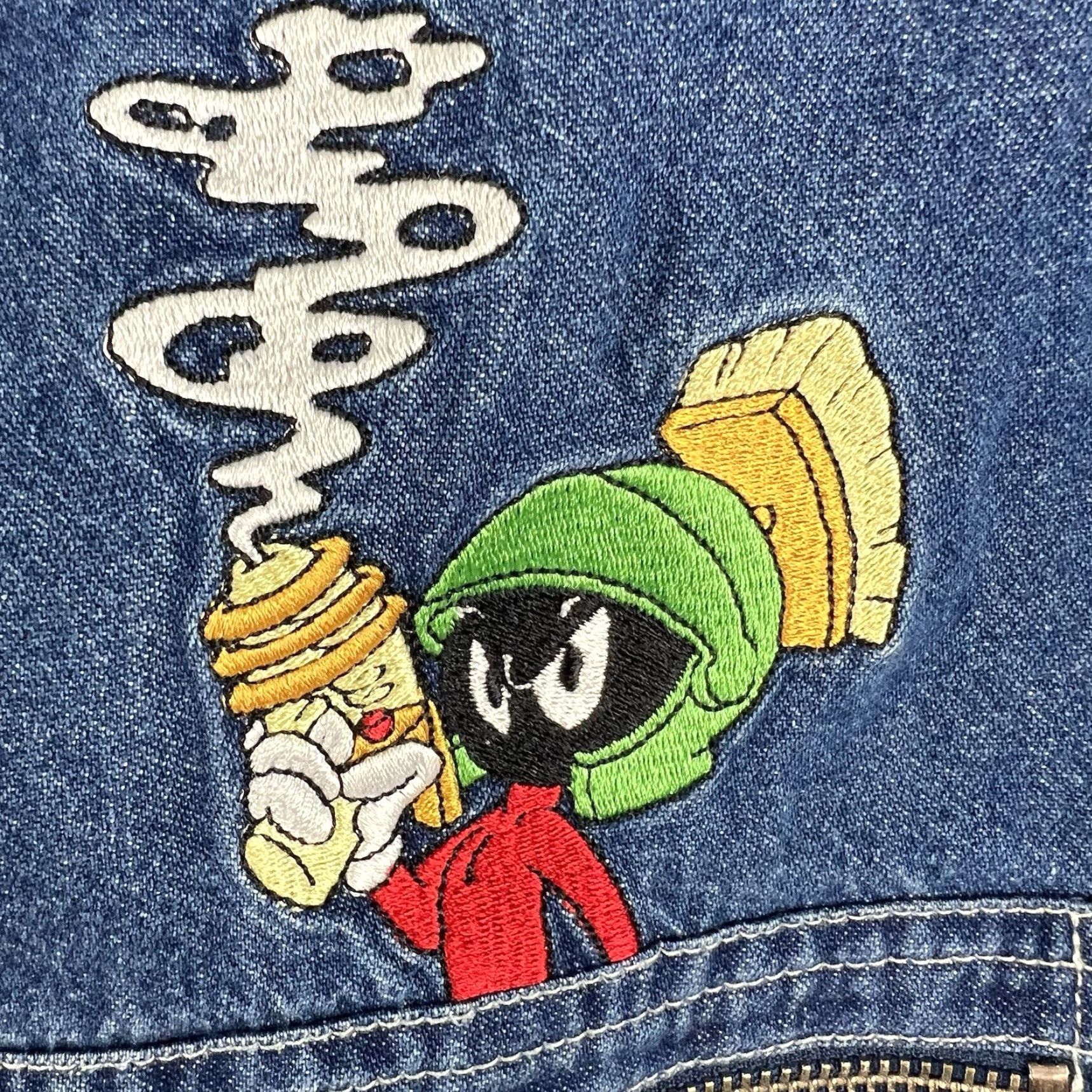 Vintage VINTAGE Werner Bros. Marvin Martian Denim Shacket Mens XL Blue 90s Graphic Print Button-Up Size US XL / EU 56 / 4 - 2 Thumbnail