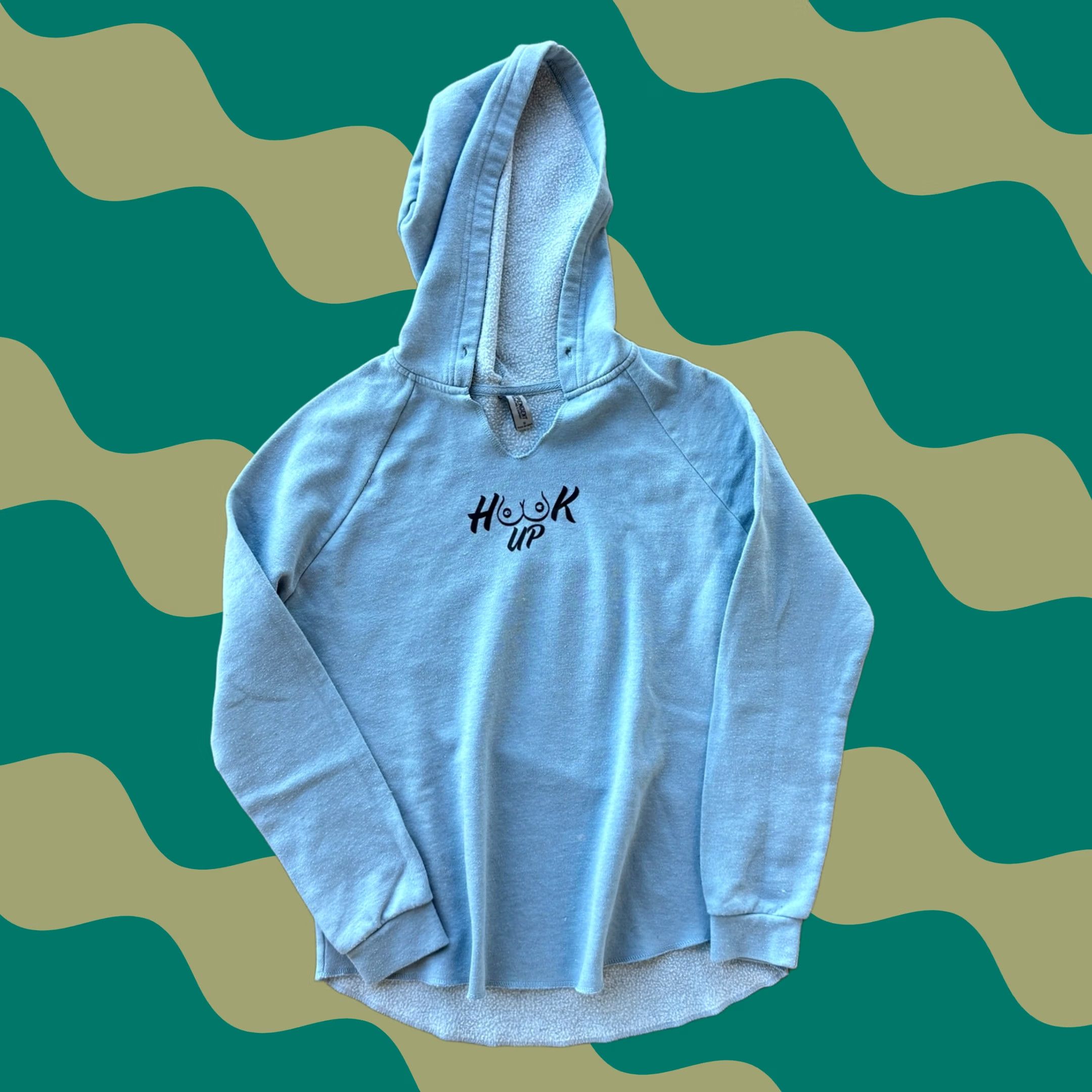 Vintage VINTAGE Y2K Hook Ups Blue Boobies Funny Hoodie Sweatshirt Longsleeve Small Women S Blue Hoodie Sweatshirt Boobies Funny Y2K Women Small Size S / US 4 / IT 40 - 1 Thumbnail