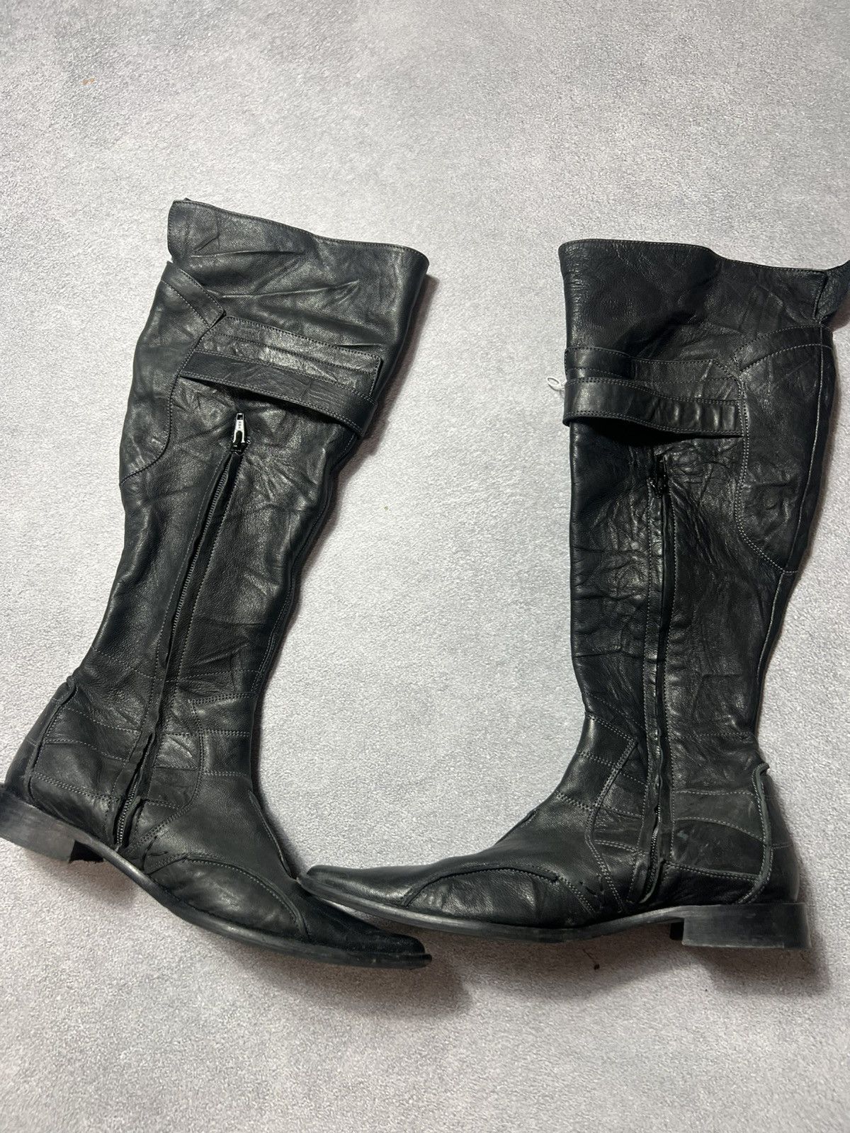 If Six Was Nine Vintage Italian AS 98 Rick Owens Style Leather Biker Boots Size US 6 / IT 36 - 5 Thumbnail