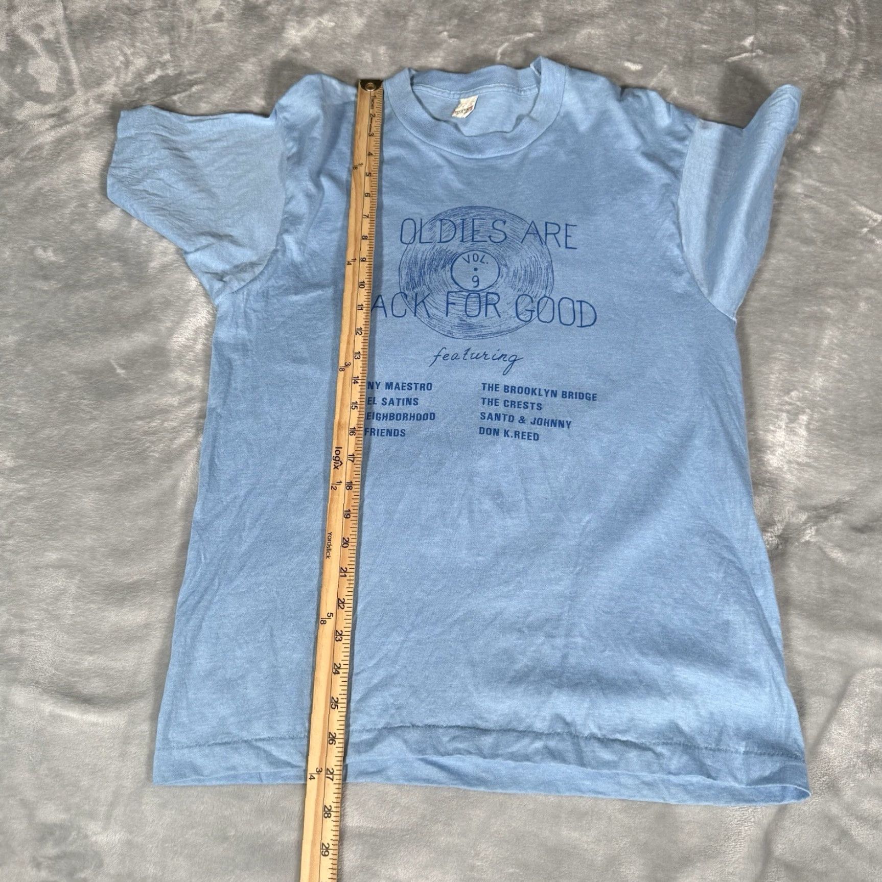 Vintage VINTAGE Music T Shirt Mens M Slim Fit Johnny Mestro 80s Blue Cotton Polyester Graphic Print Crew Neck Short Sleeve Slimming Size US M / EU 48-50 / 2 - 6 Thumbnail