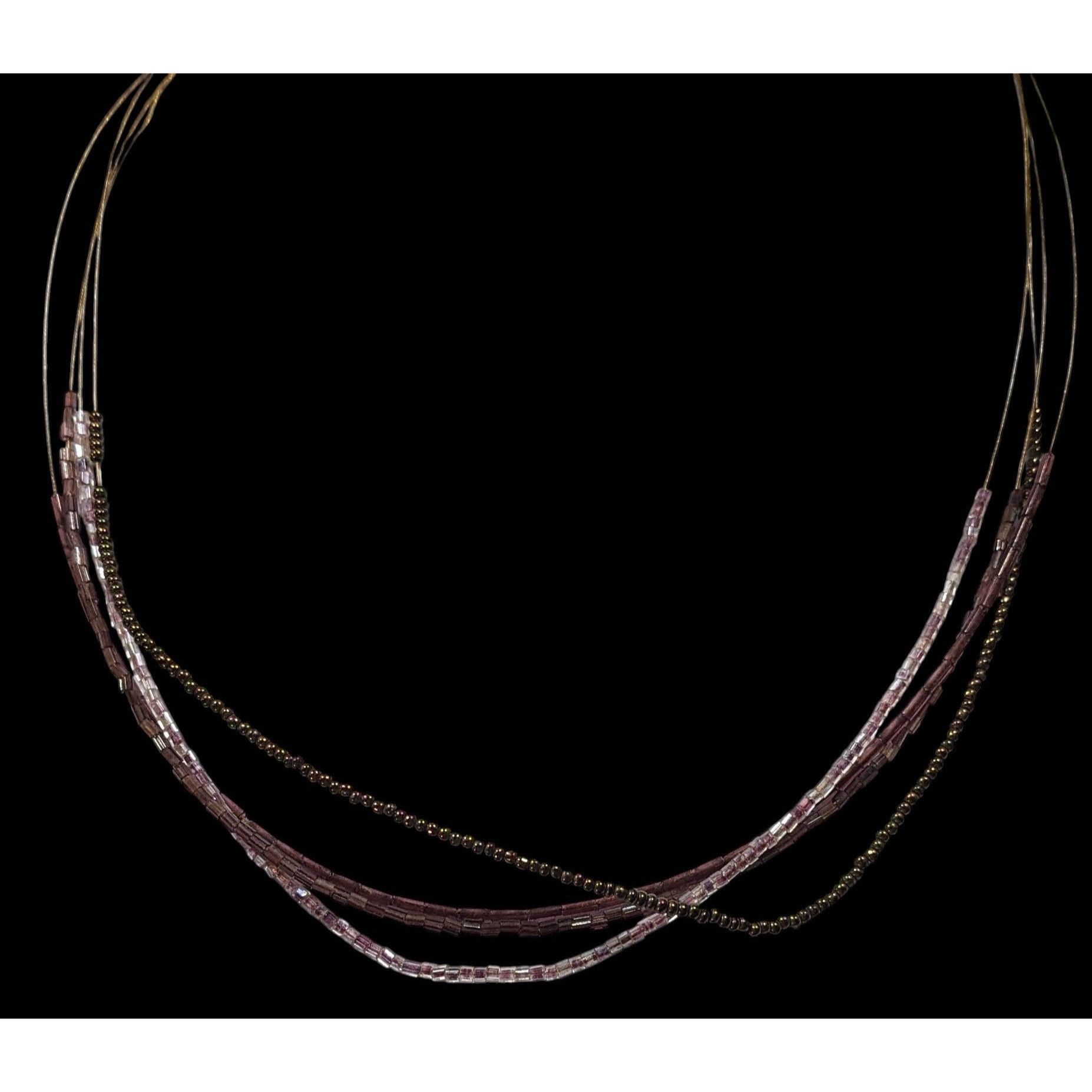 Other Simple Layered Brown And Purple Glass Beaded Necklace Size ONE SIZE - 4 Thumbnail
