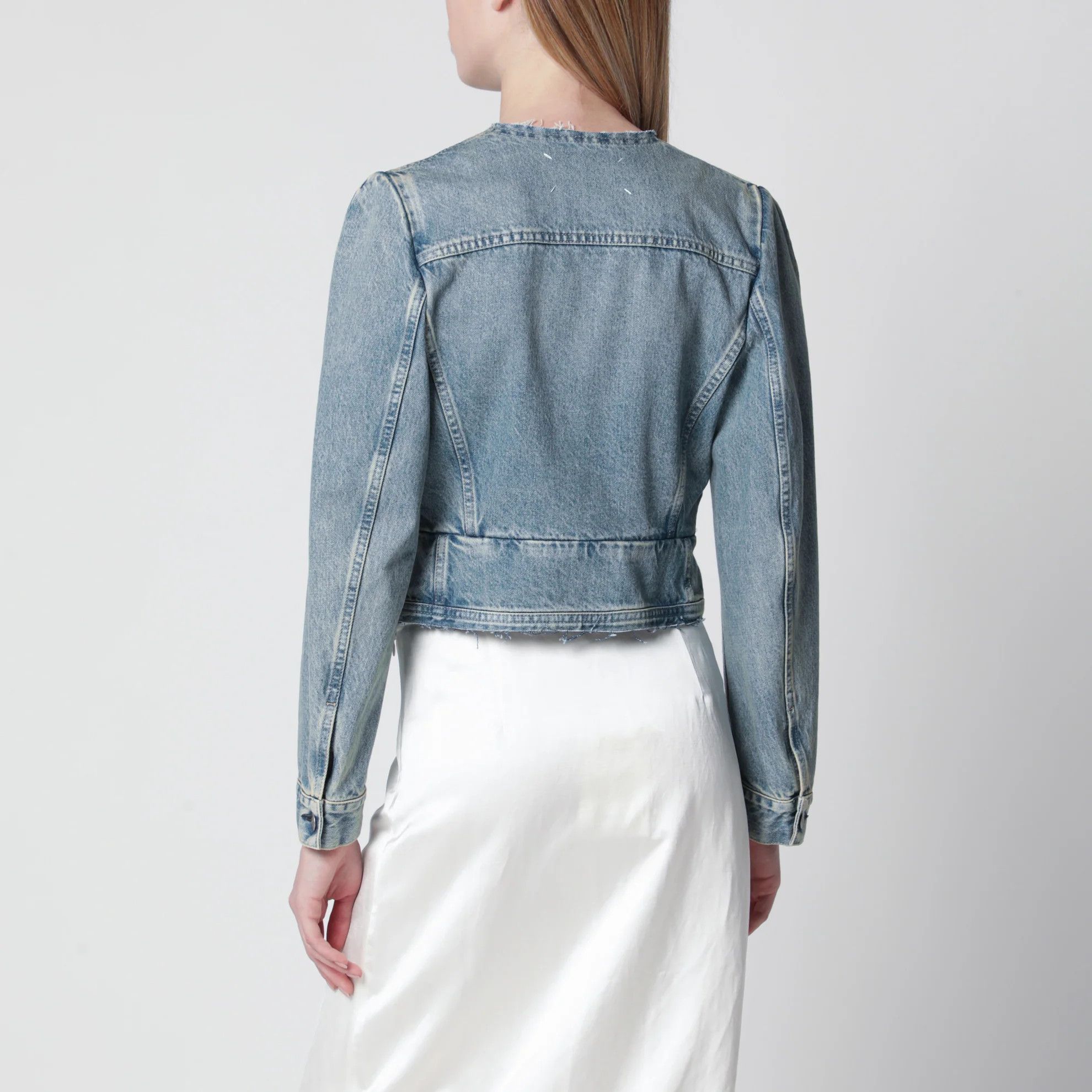 Maison Margiela o1d2blof0426 Cotton Denim Jacket in Light Blue Size M / US 6-8 / IT 42-44 - 2 Thumbnail