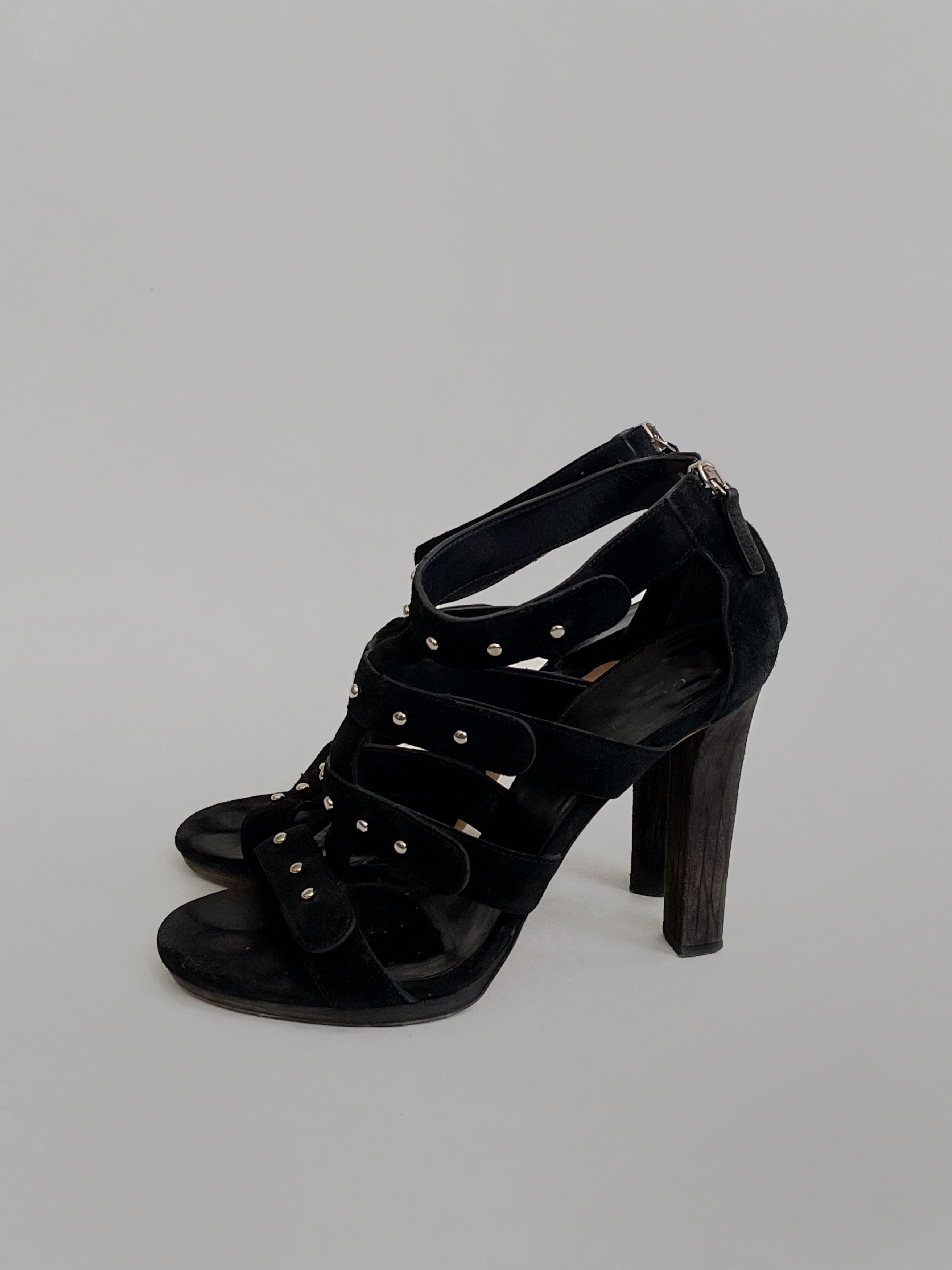 Gucci Gucci Vintage Studded Gladiator Sandals Black Suede Leather Size US 7.5 / IT 37.5 - 1 Thumbnail