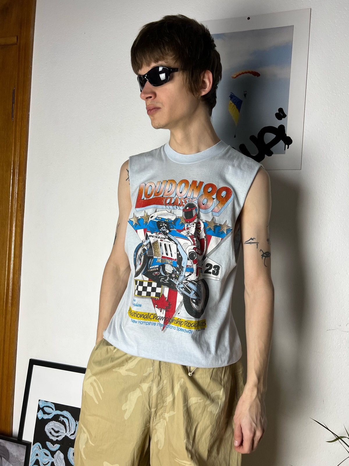 Harley Davidson × Vintage 1989 London Moto tee Tank Top Dunlop racing Suzuki Size US M / EU 48-50 / 2 - 9 Thumbnail
