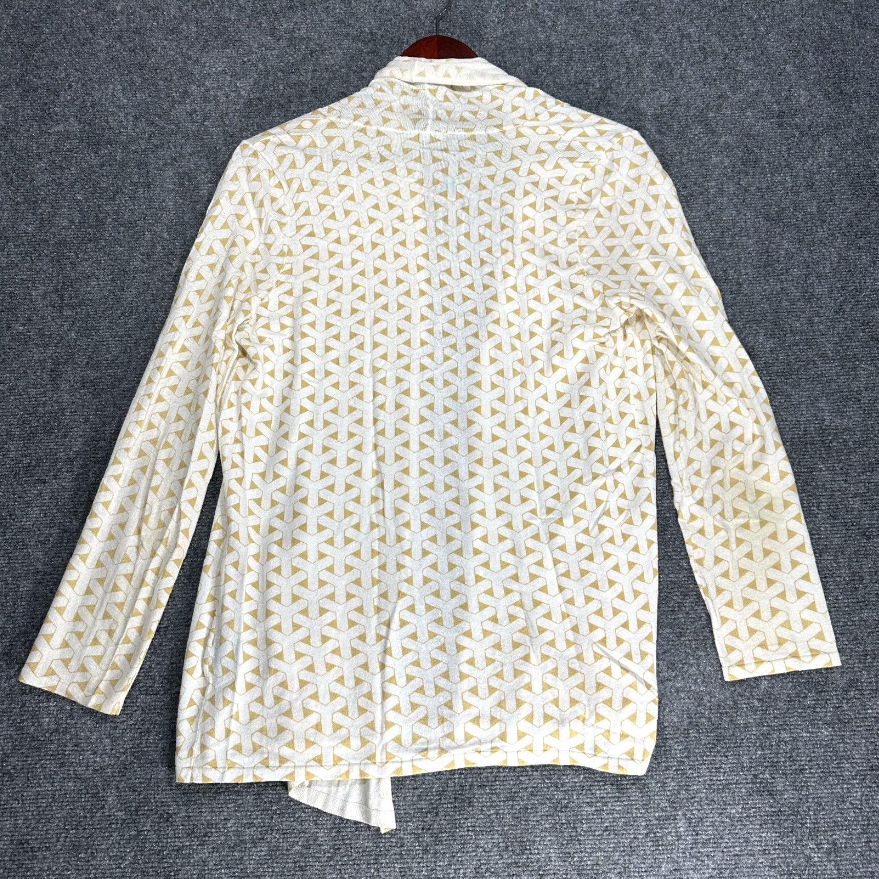 J.McLaughlin J. McLaughlin Sweater Womens XS Cardigan Open White Gold Print Cotton Knit V-Neck Long Sleeve Size XS / US 0-2 / IT 36-38 - 7 Thumbnail