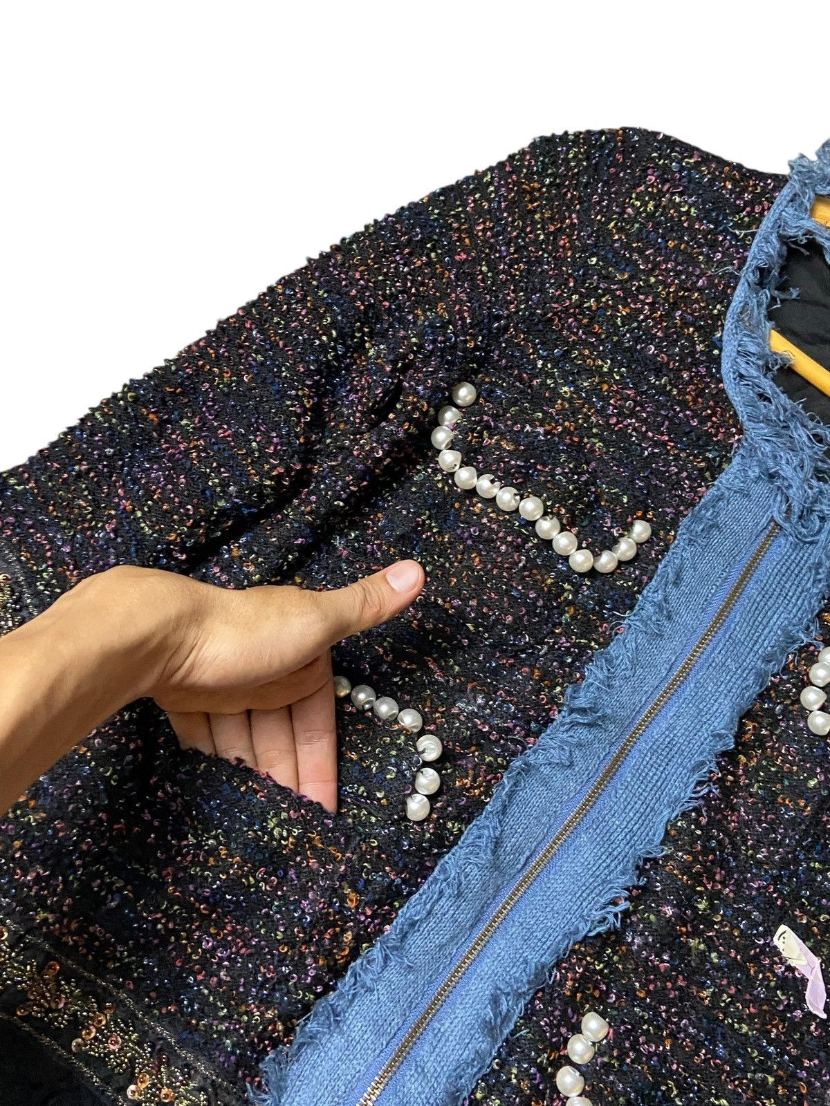 Japanese Brand × Vintage Re Verofonna Brand Tweed Ruffles Jacket (127) Size XXS / US 00 / IT 34 - 3 Thumbnail