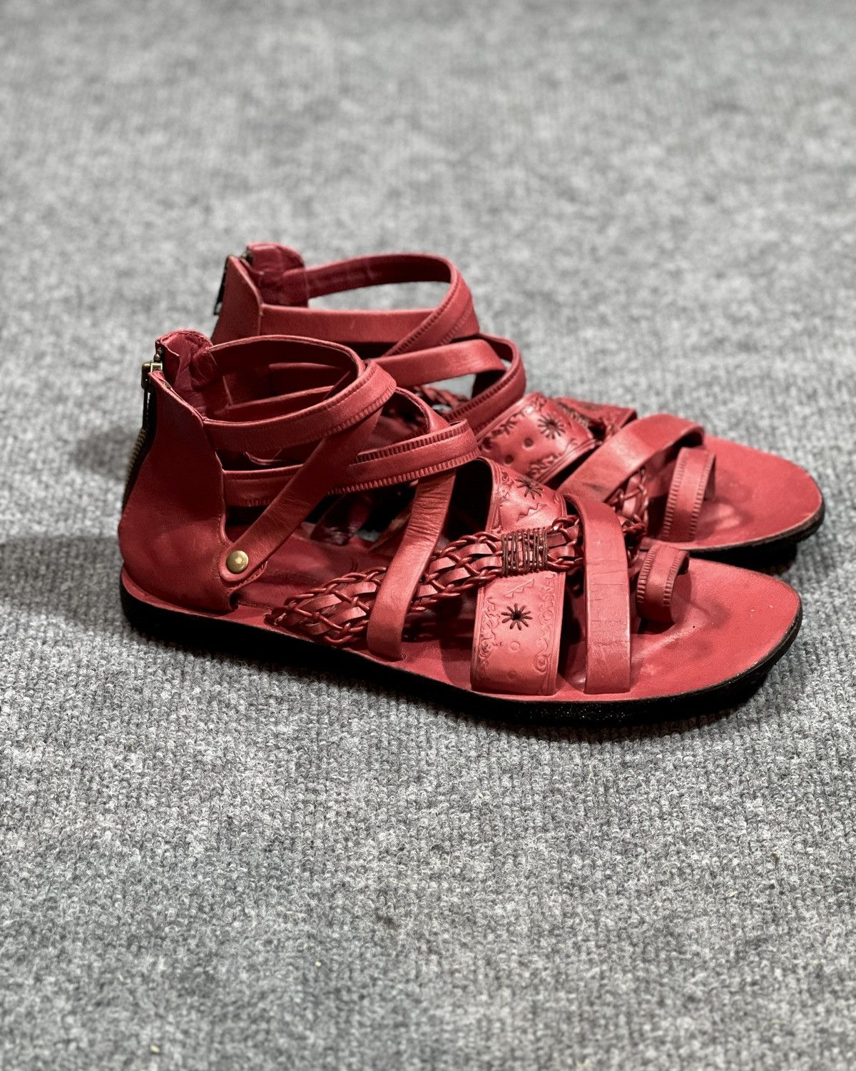 Alfredo Bannister Alfredo Bannister Red Leather Sandal Size US 9 / EU 42 - 3 Thumbnail