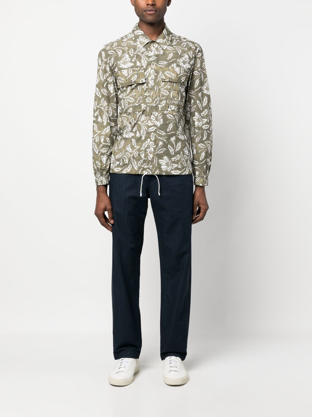 C.P. Company o1y1224 Patterned Shirt in Military Green/White Size US S / EU 44-46 / 1 - 2 Thumbnail