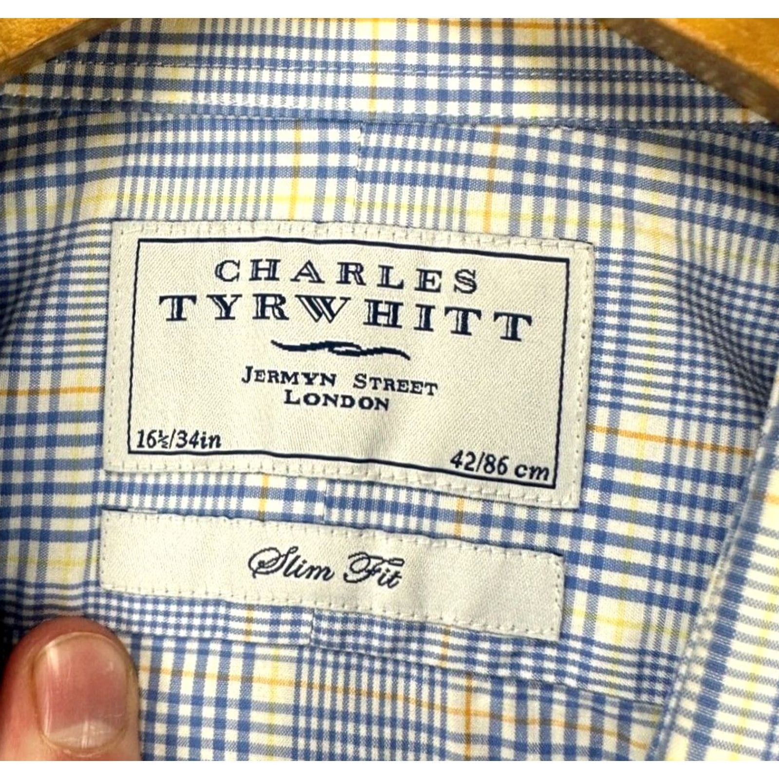 Charles Tyrwhitt Charles Tyrwhitt Shirt Mens 16.5-34 Jermyn Street Blue Glen Check Dress Slim Fit Shirt Size 42R - 6 Thumbnail