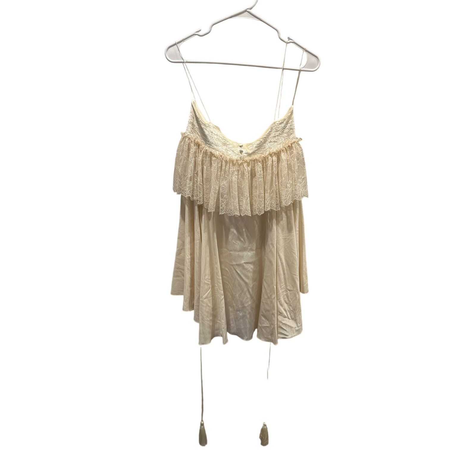 Other Amoralle Ivory Tasseled Lace & Chiffon Ruffle Lingerie Slip Size M / US 6-8 / IT 42-44 - 8 Thumbnail