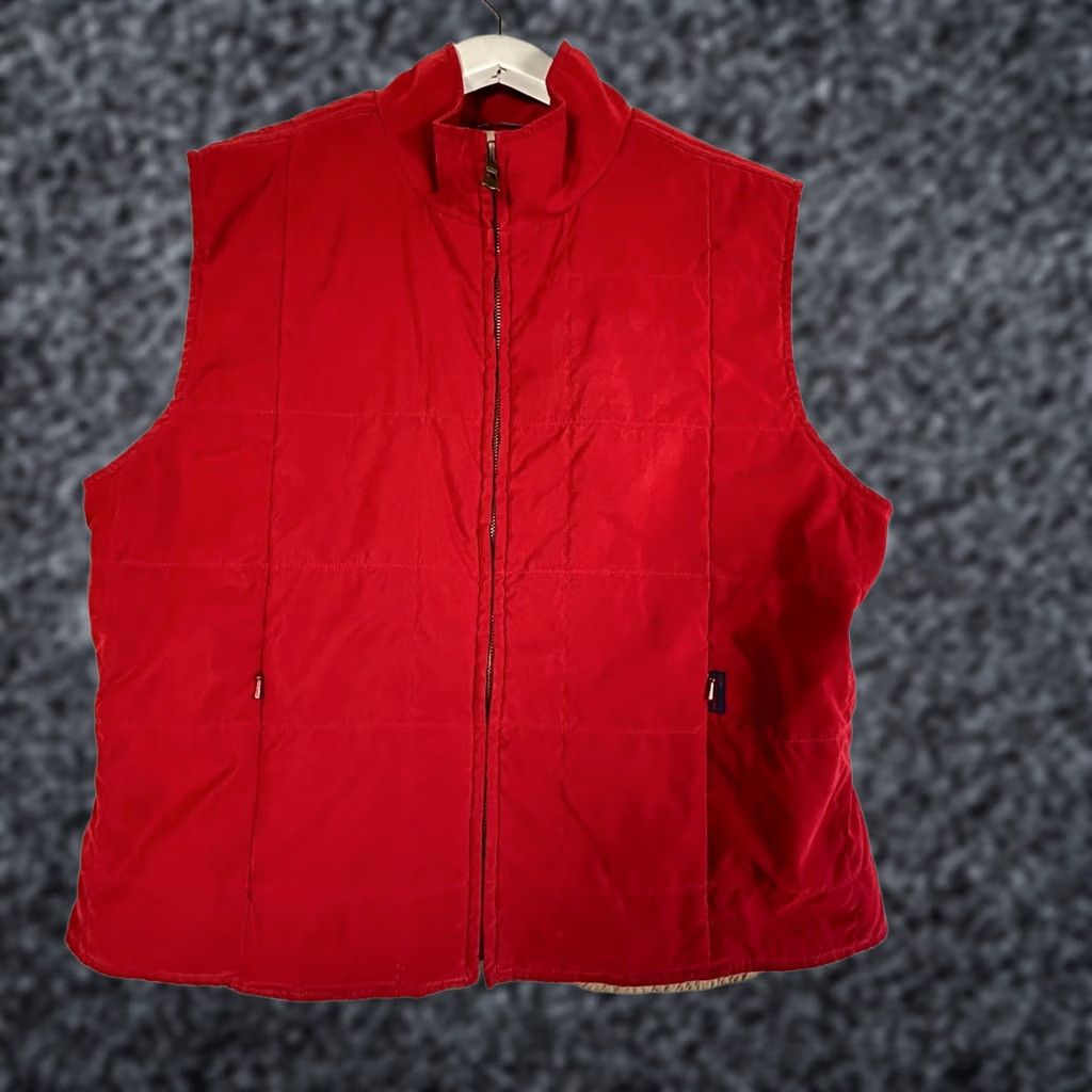 Faconnable Façonnable Vest Women XL Red Quilted Padded Zip Up Outerwear Sleeveless Lightweight Pockets Size XL / US 12-14 / IT 48-50 - 1 Thumbnail