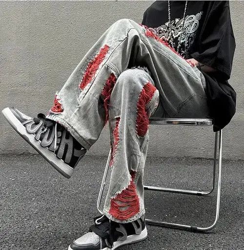 Ripped Loose Mens Jeans Pants