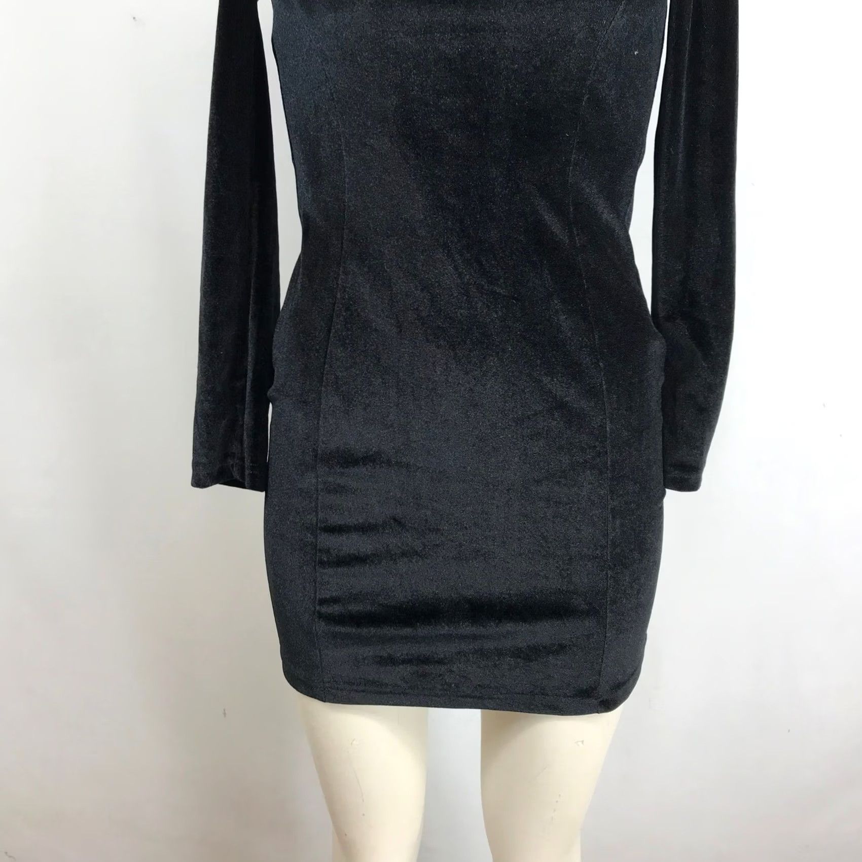 Velvet Womens Black Velvet Square Neck Long Sleeve Bodycon Mini Dress S Size S / US 4 / IT 40 - 3 Thumbnail