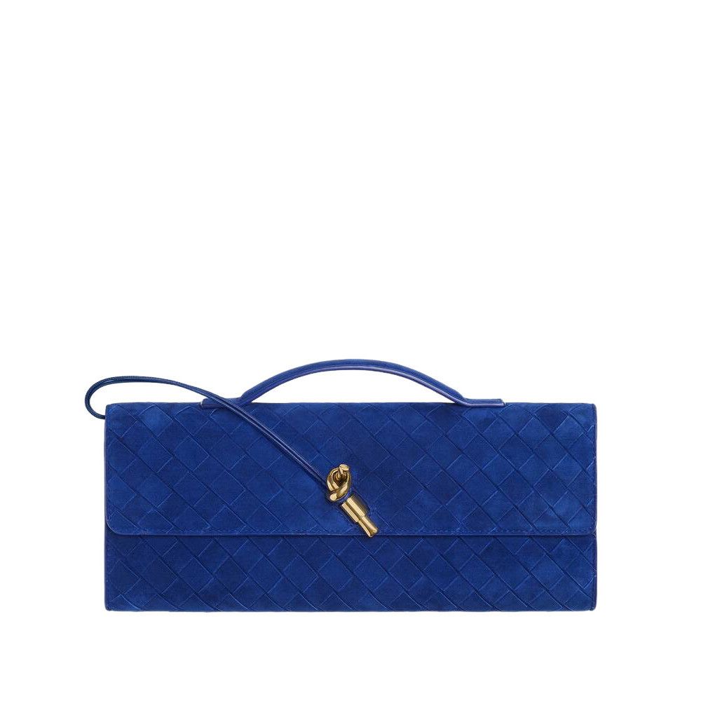 Bottega Veneta Bottega Veneta Andiamo $3500 Blue Royal Suede Clutch New & A Size ONE SIZE - 1 Thumbnail