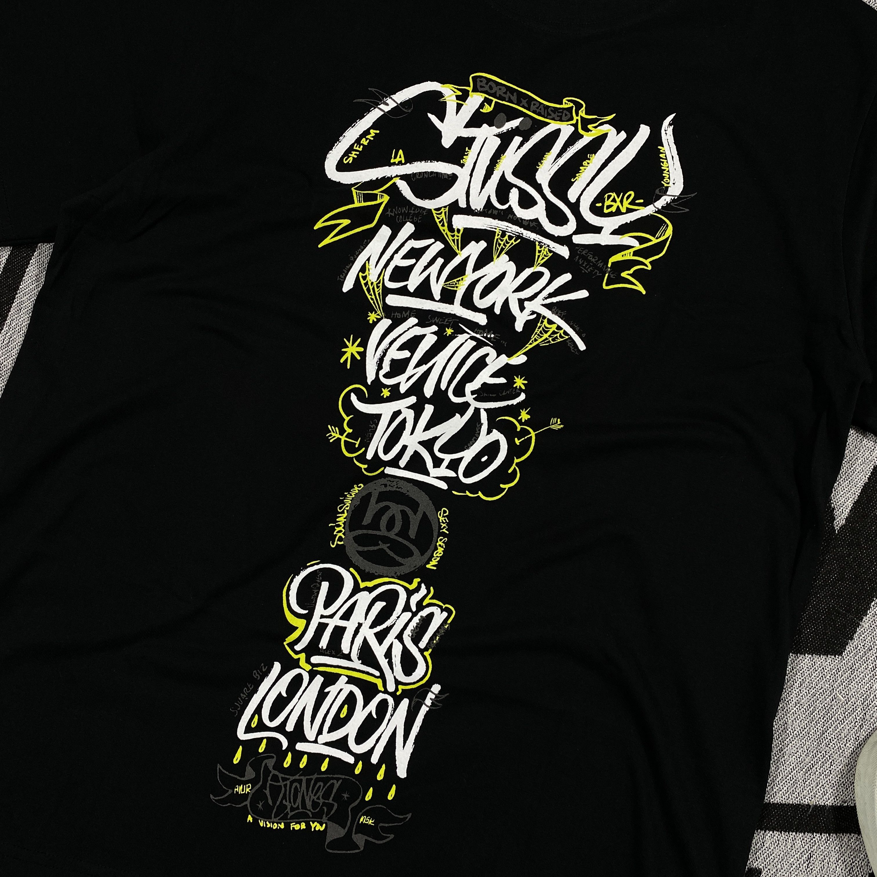 image of Born x Raised x Stussy Stussy Bornxraised Tee Large in Black, Men's