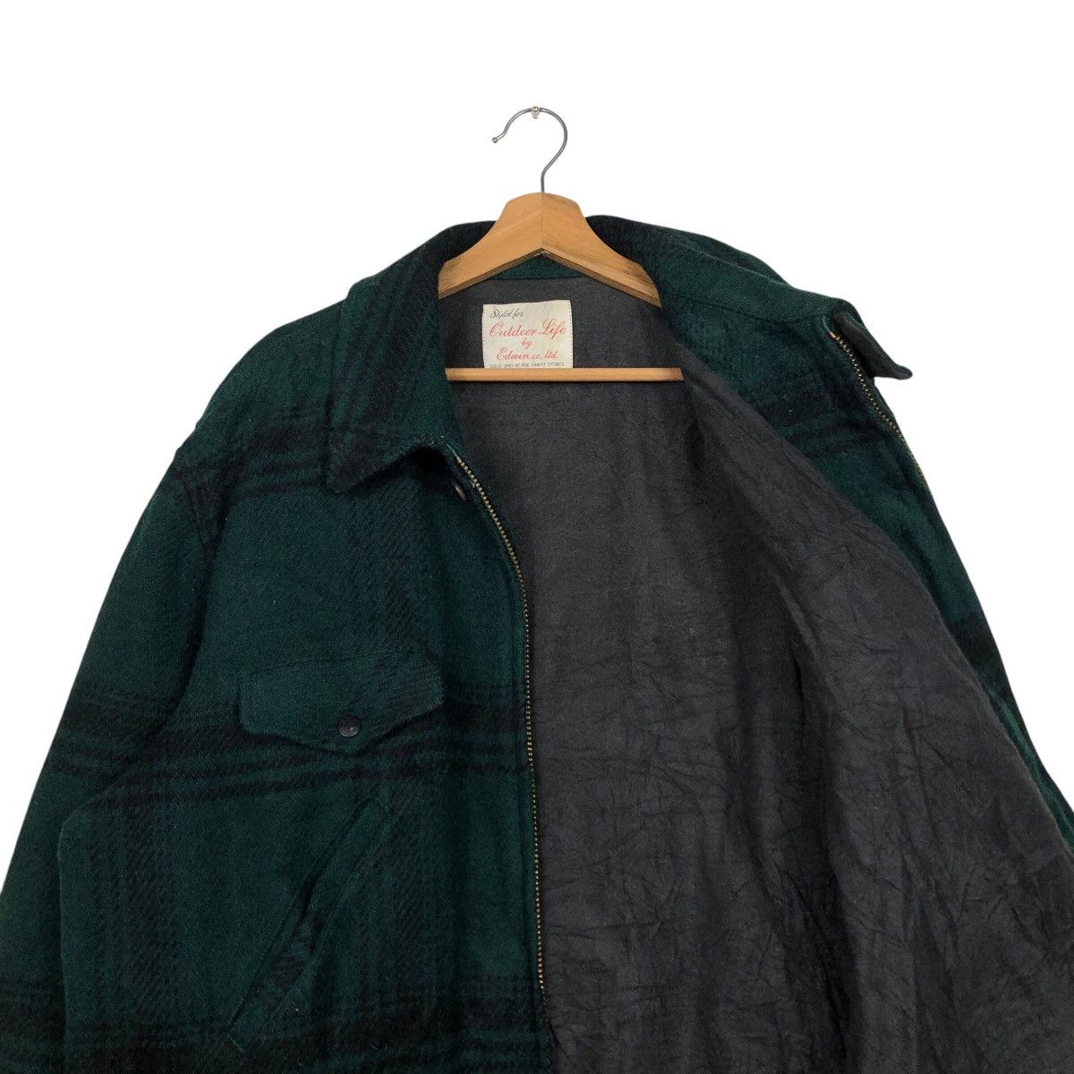 Edwin Vintage Wool Zipper Jacket Edwin Tokyo Fabric Tartan Design Size US L / EU 52-54 / 3 - 13 Thumbnail